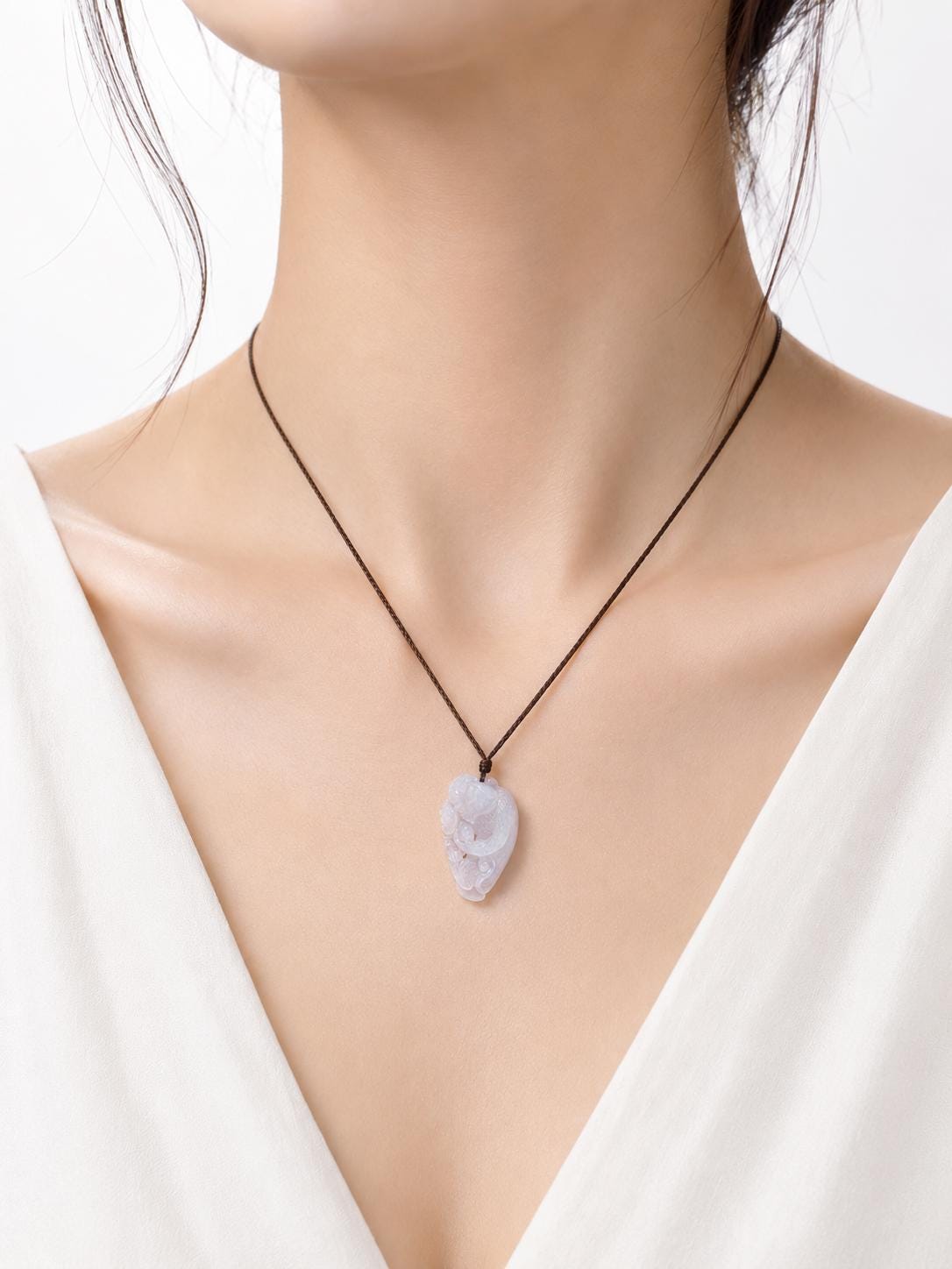 Lavender Jadeite Monkey Pendant