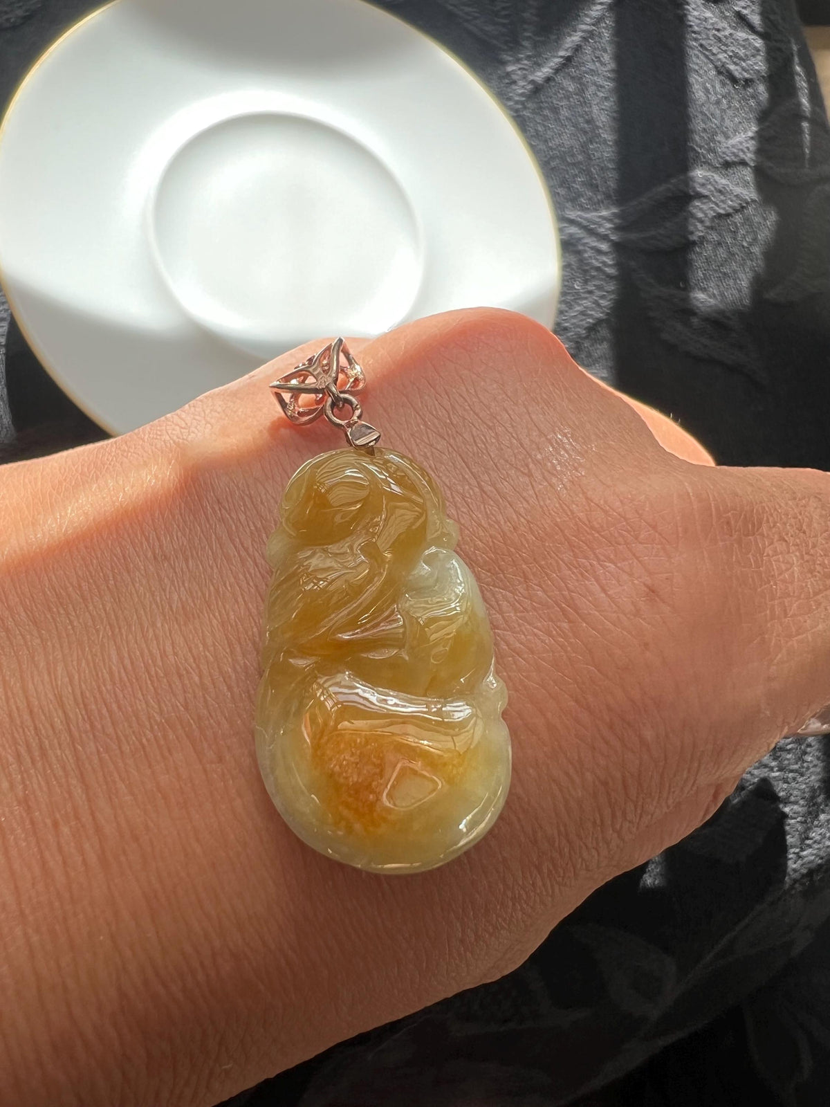 Yellow Jadeite Phoenix Pendant