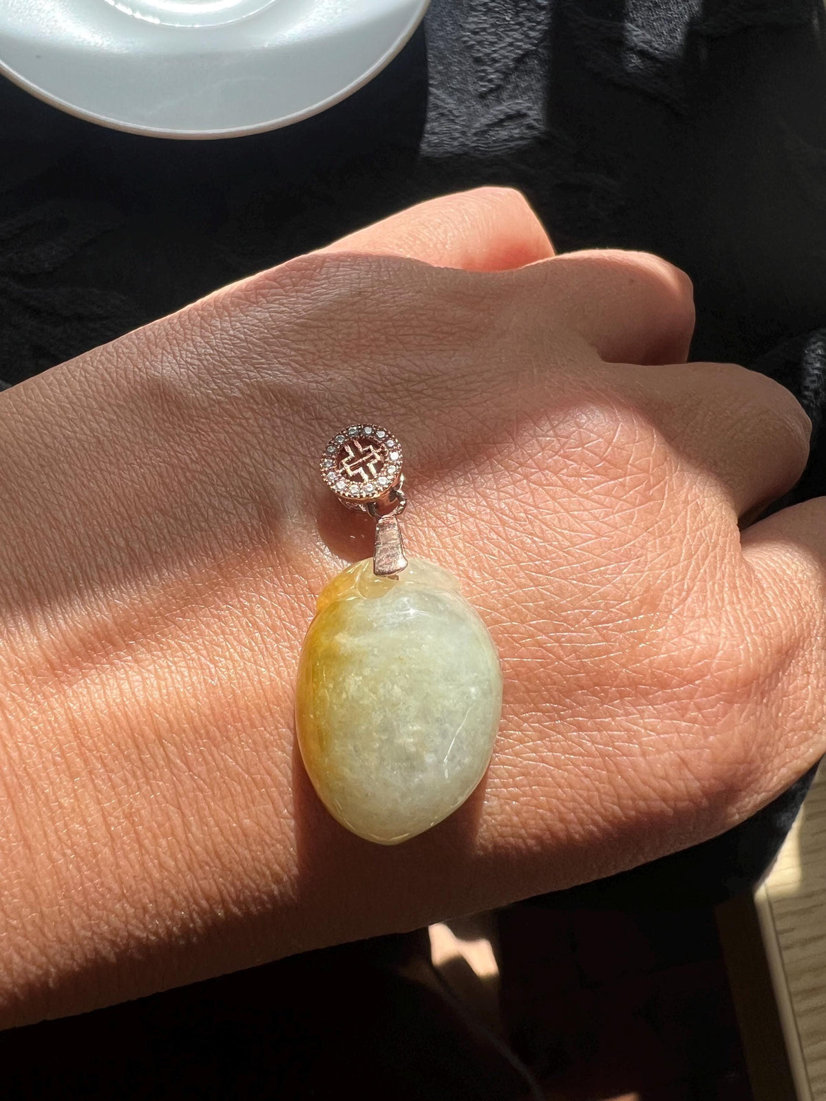 Yellow Jadeite Fortune Bean Pendant