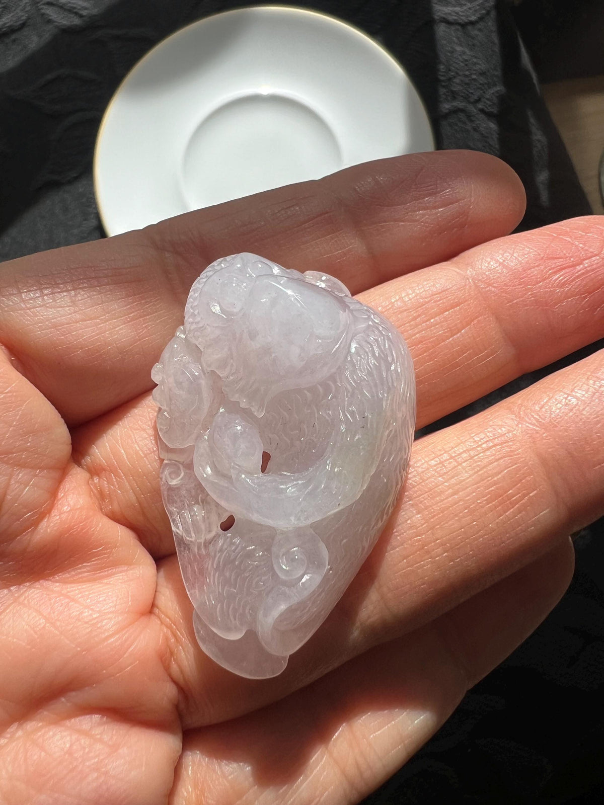Lavender Jadeite Monkey Pendant