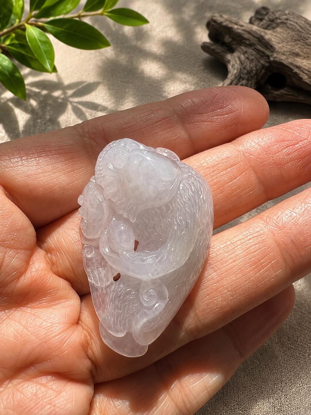 Lavender Jadeite Monkey Pendant