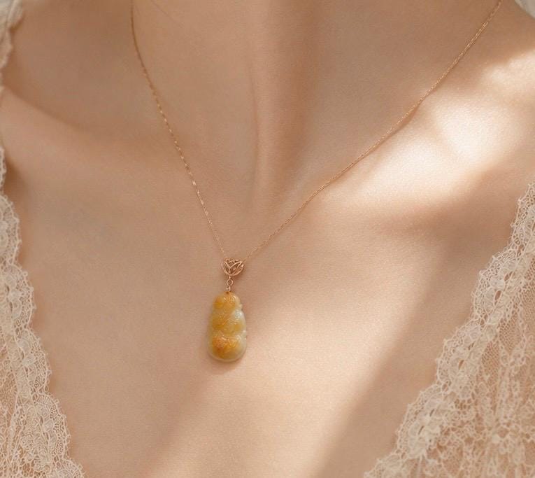 Yellow Jadeite Phoenix Pendant
