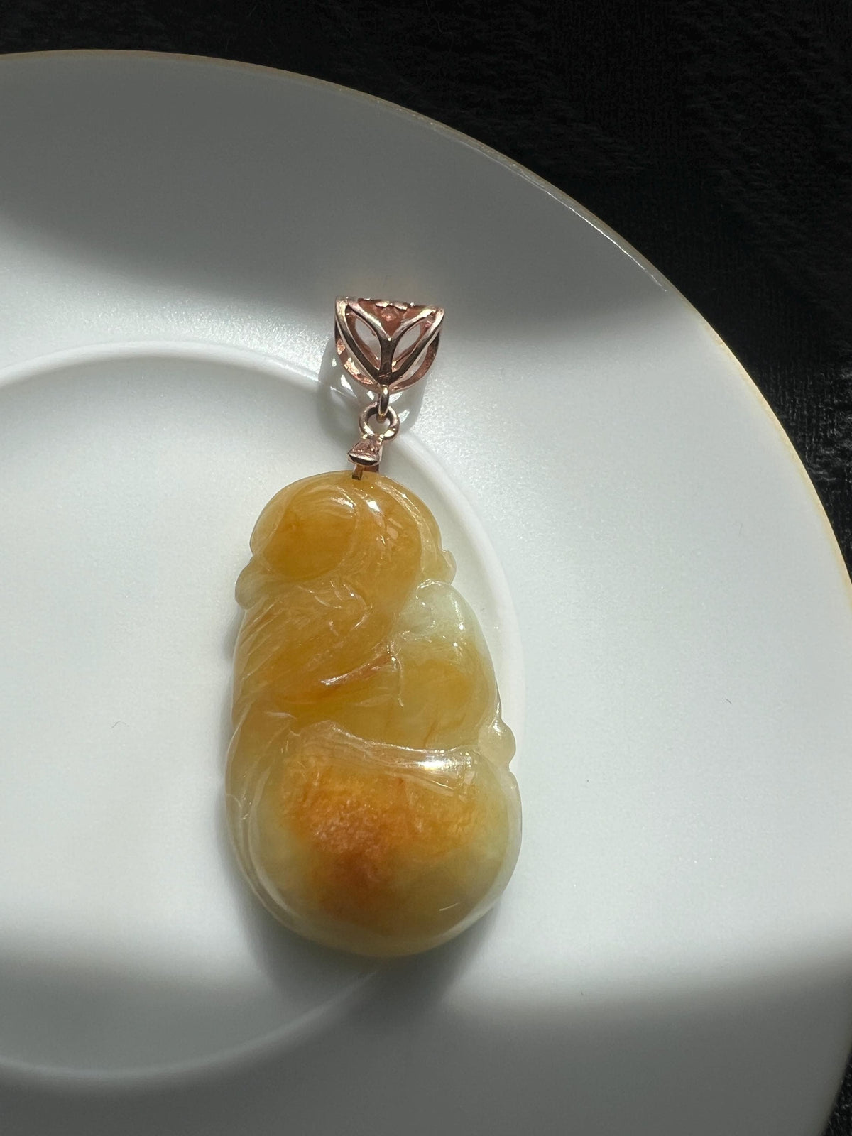 Yellow Jadeite Phoenix Pendant