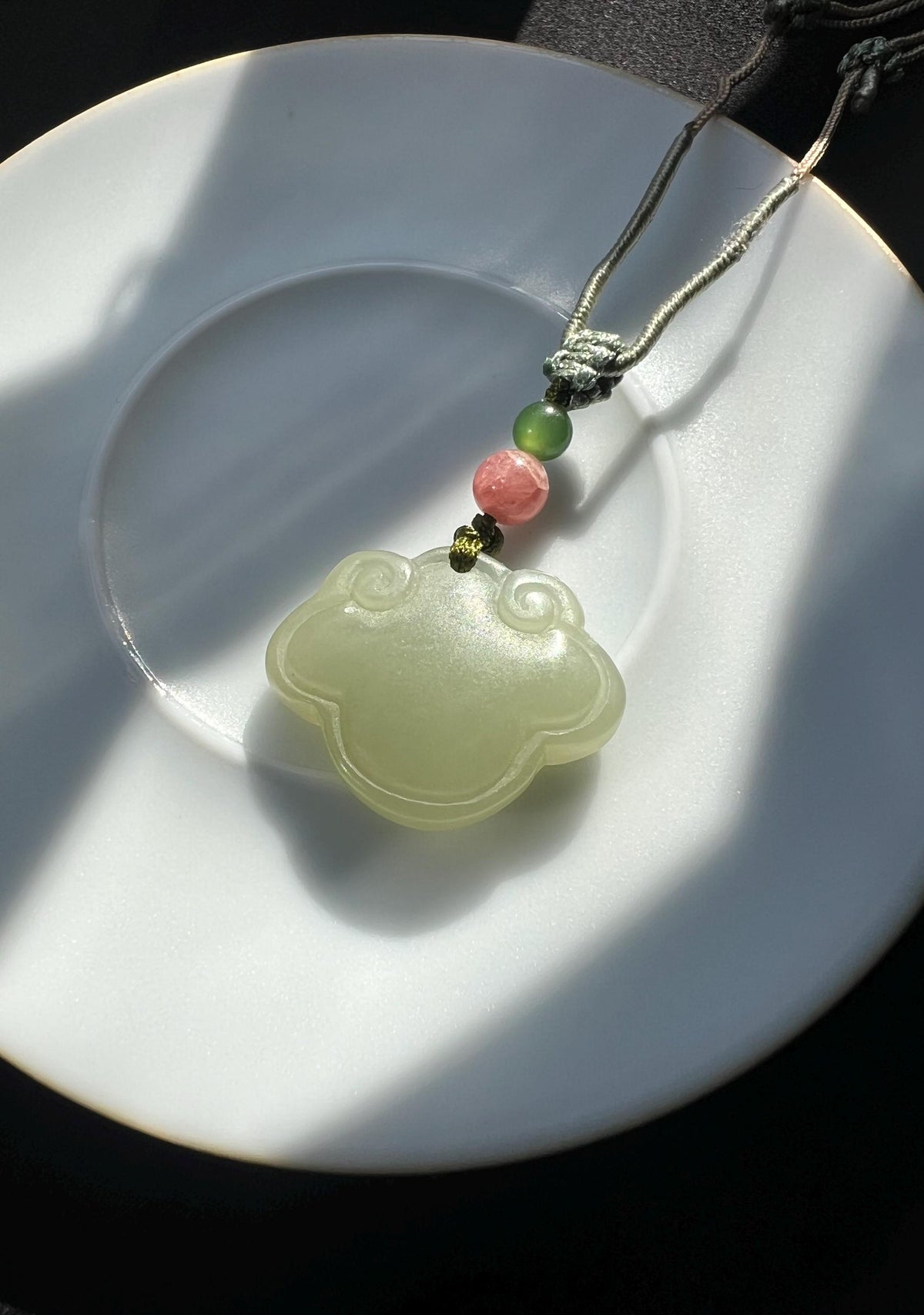 Green Jade Ruyi Lock Necklace