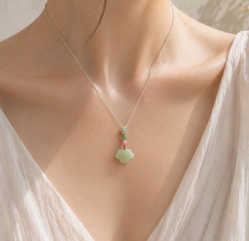 Green Jade Ruyi Lock Necklace