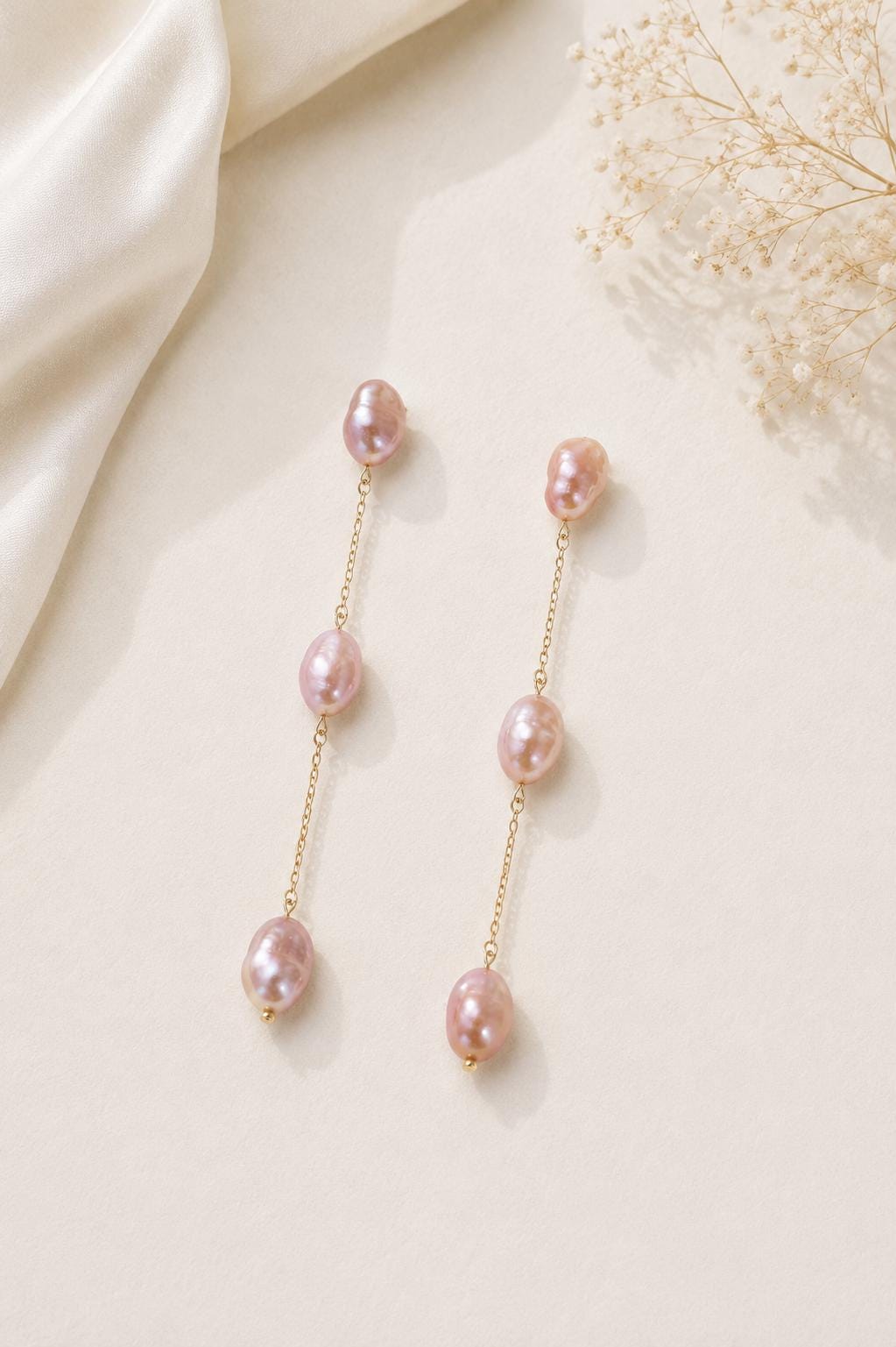14K Gold Filled Freshwater Biwa Pearl Earrings
