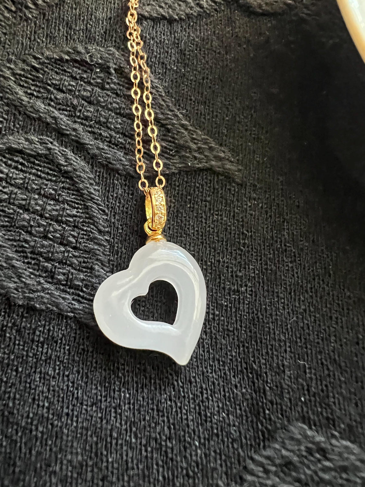 White Nephrite Heart Vermeil Necklace