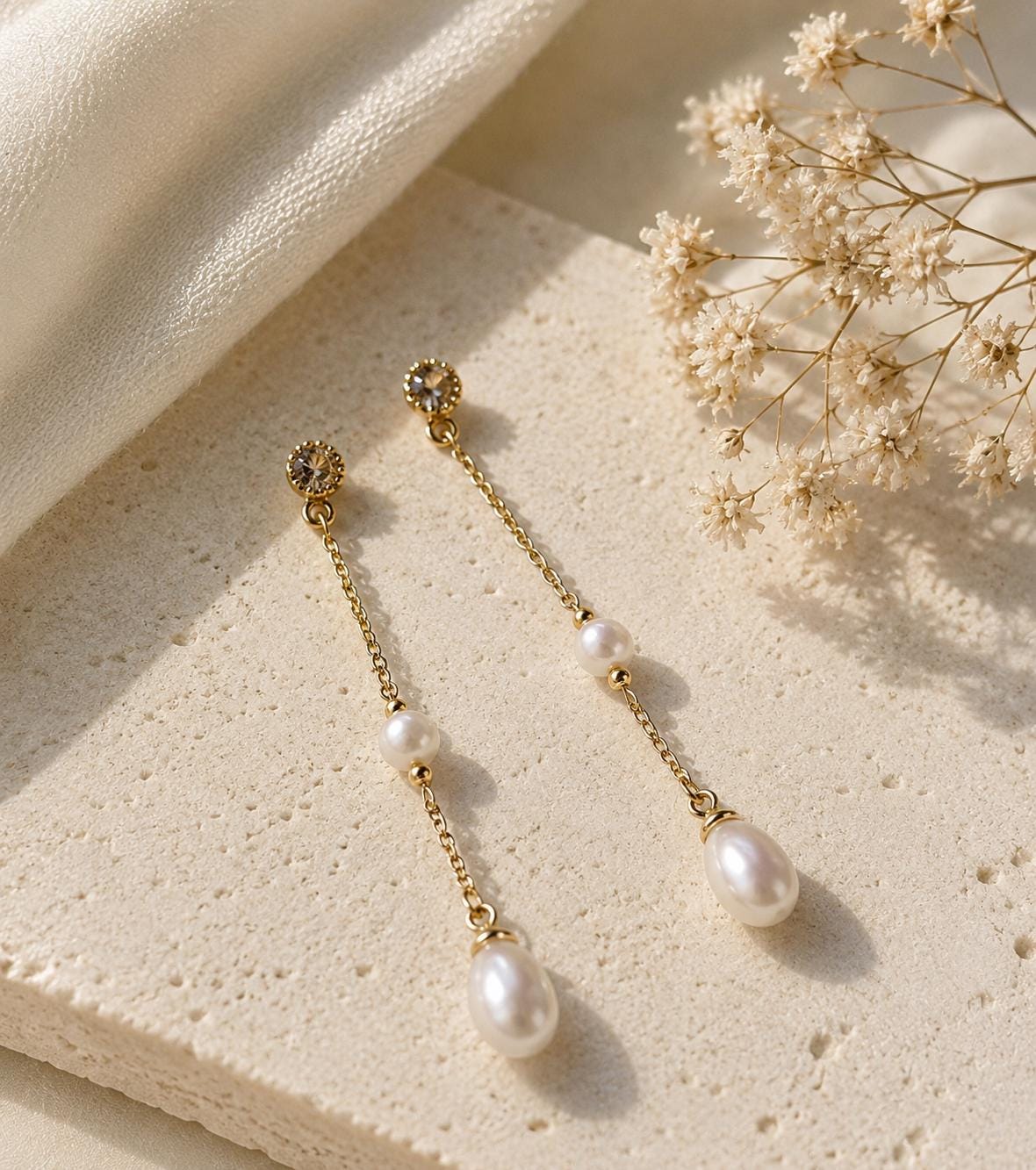 Freshwater Pearl Long Drop Earrings