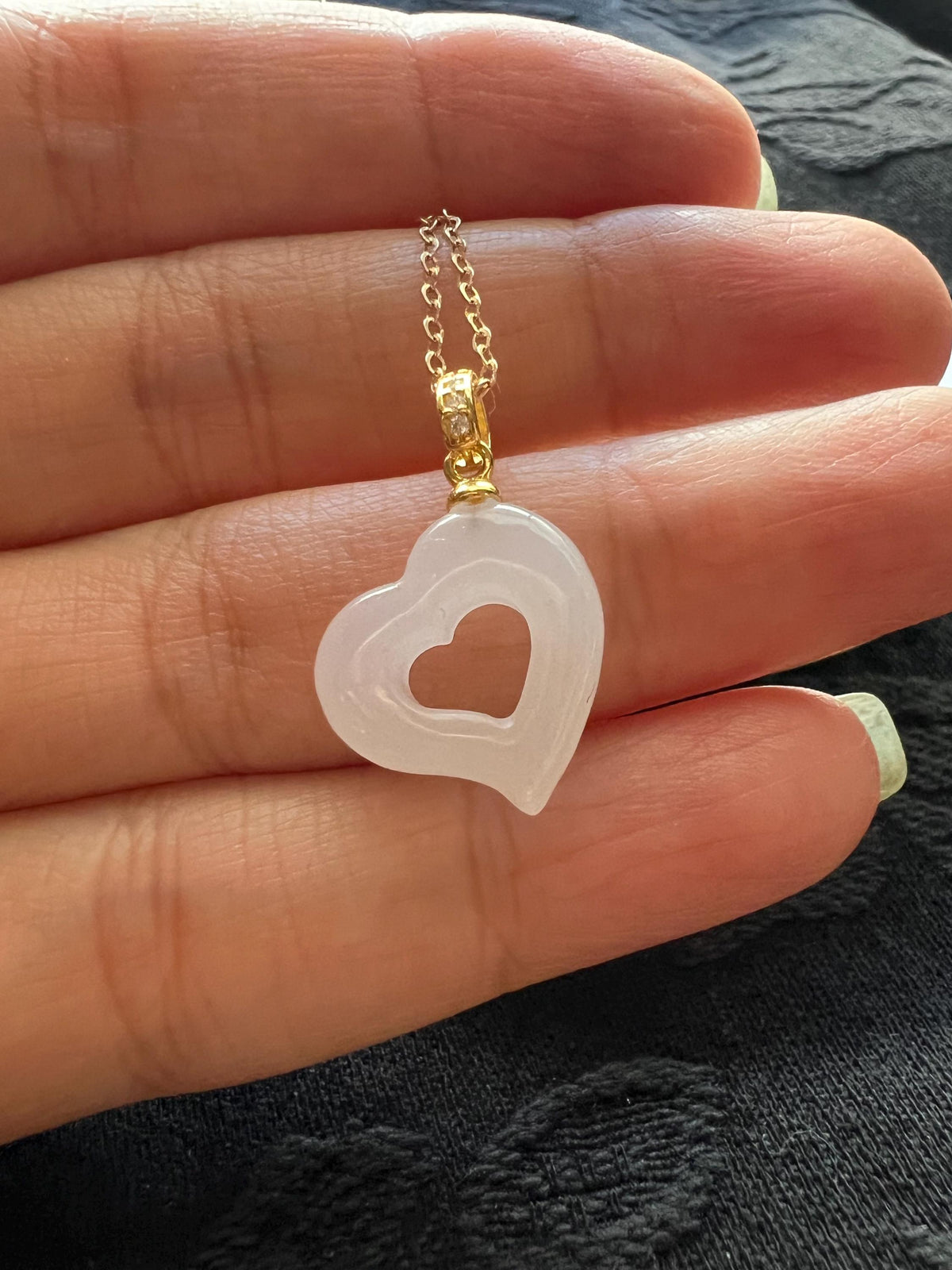 White Nephrite Heart Vermeil Necklace