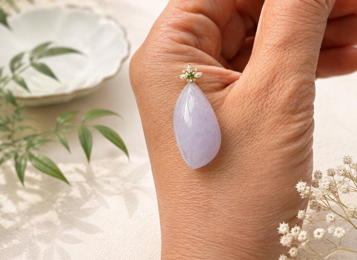 Lavender Jadeite Teardrop Fine Pendant