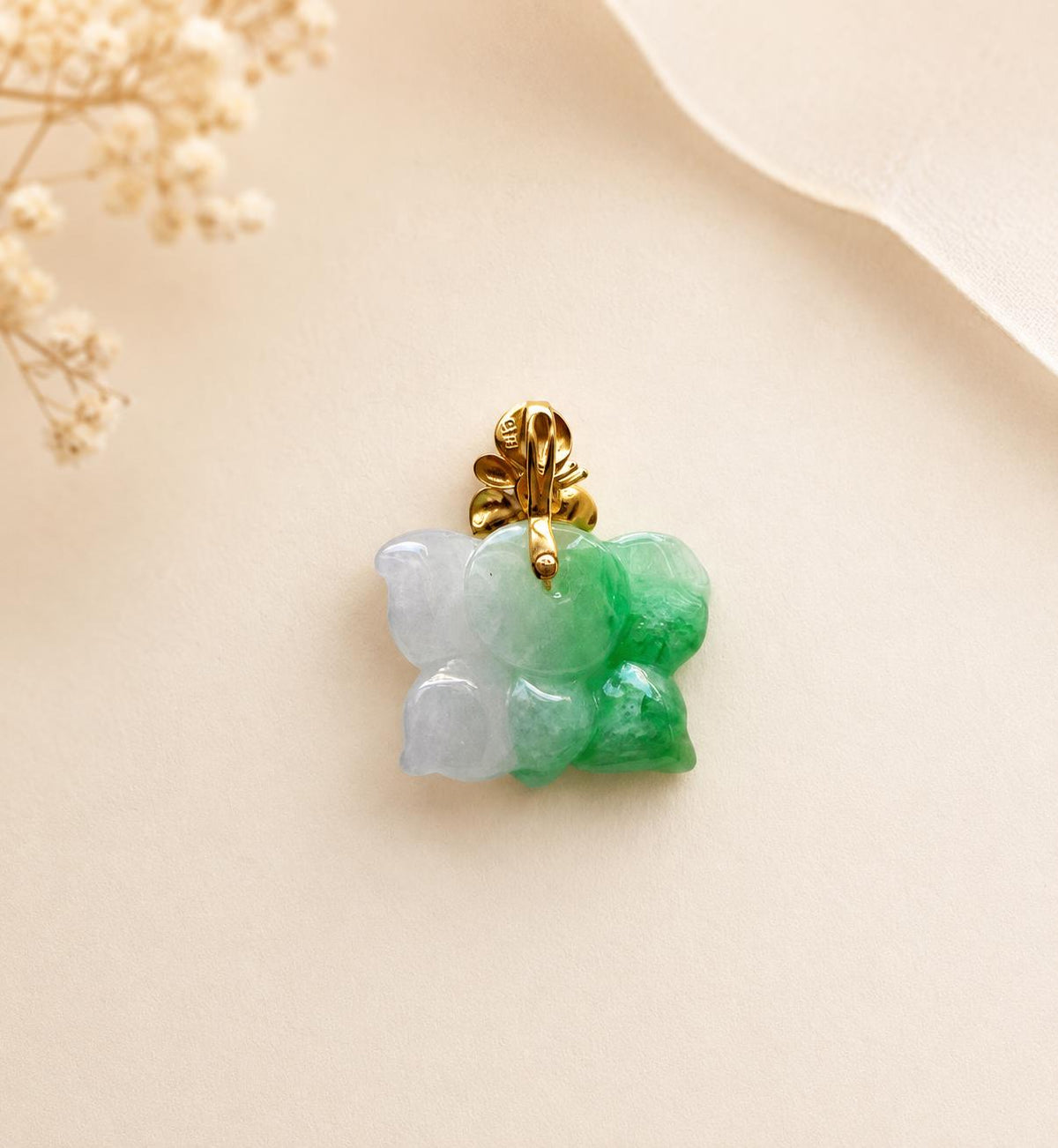 Green-Lavender Jadeite & Ruby in 18K Gold