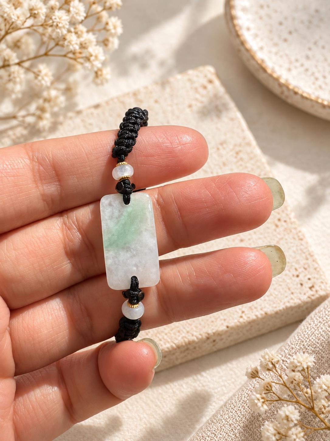 Jadeite Plaque Cord Bracelet