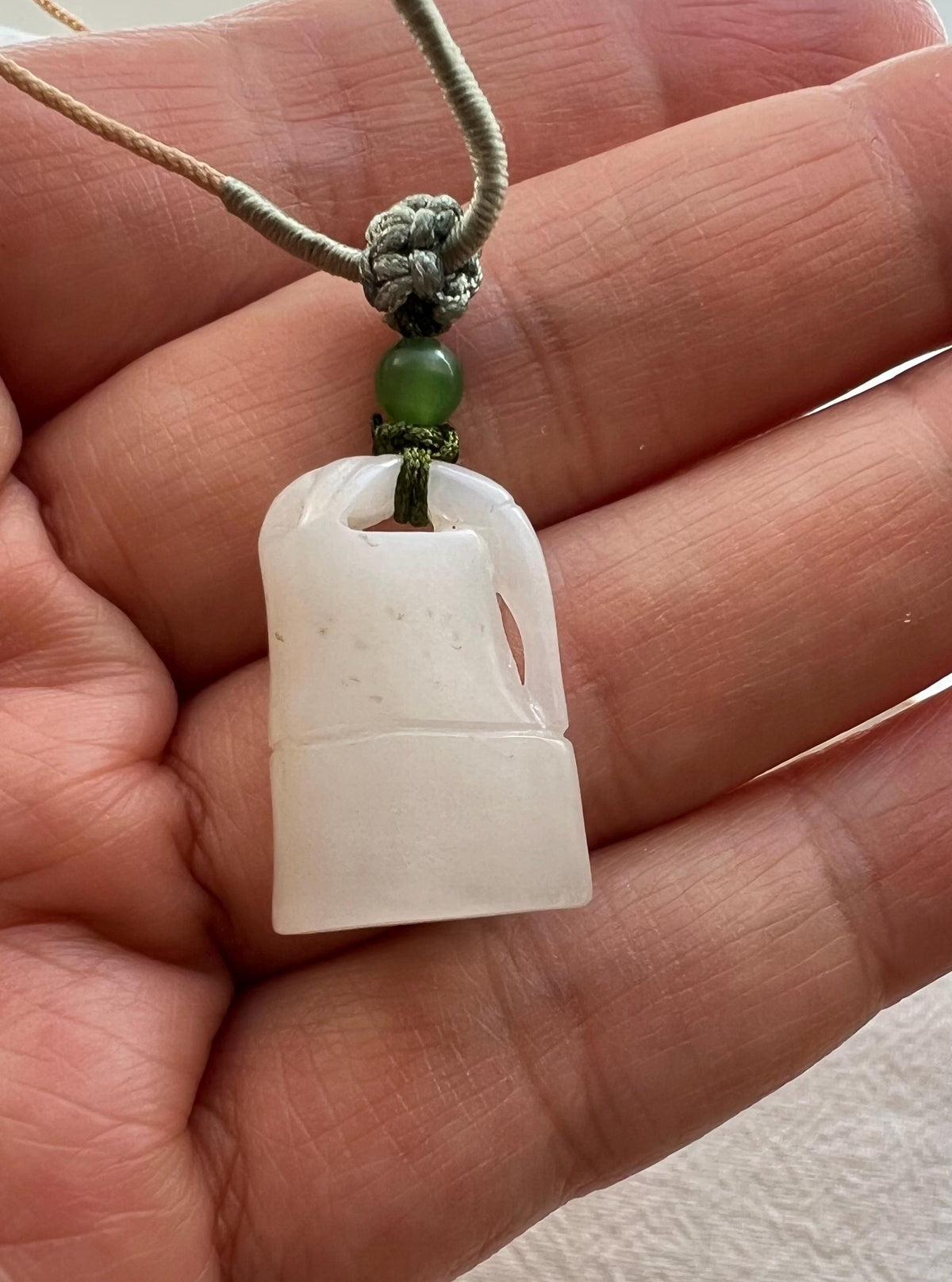 Carved Nephrite Bamboo Pendant