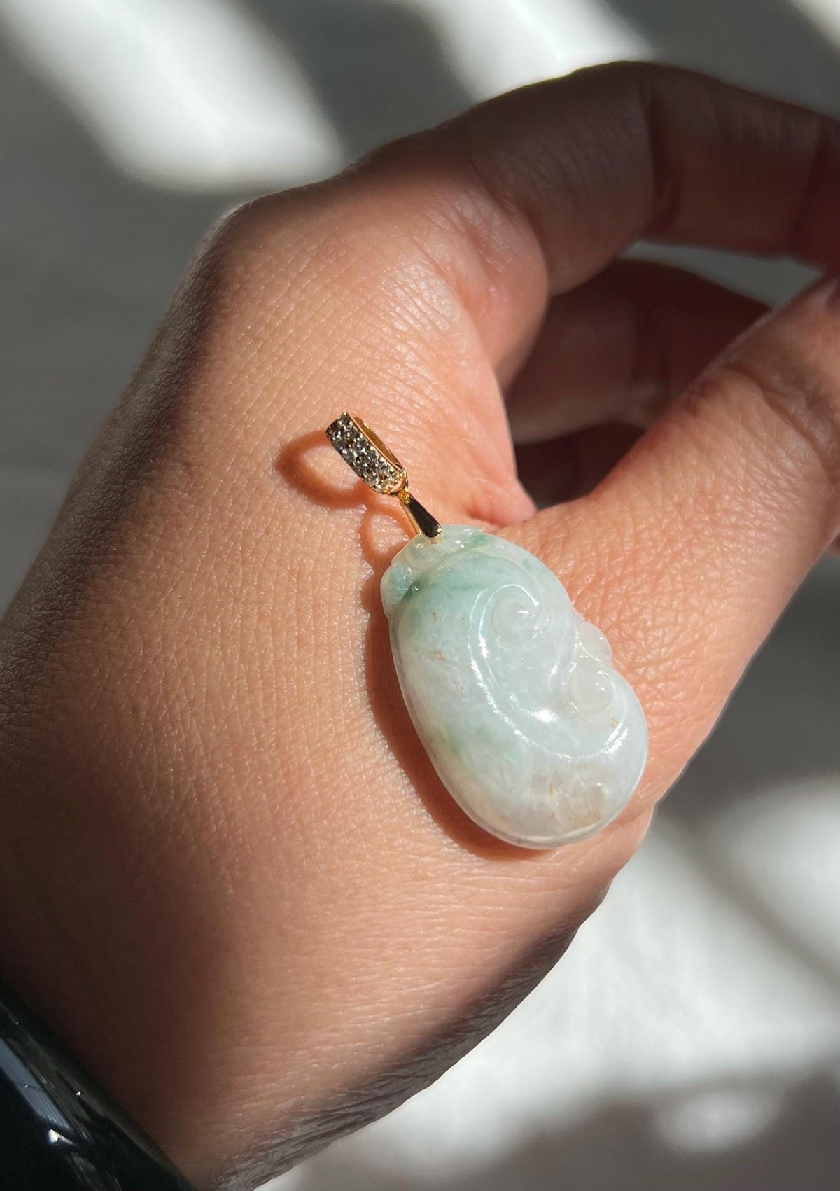 Lavender-Green Jadeite Ruyi Pendant
