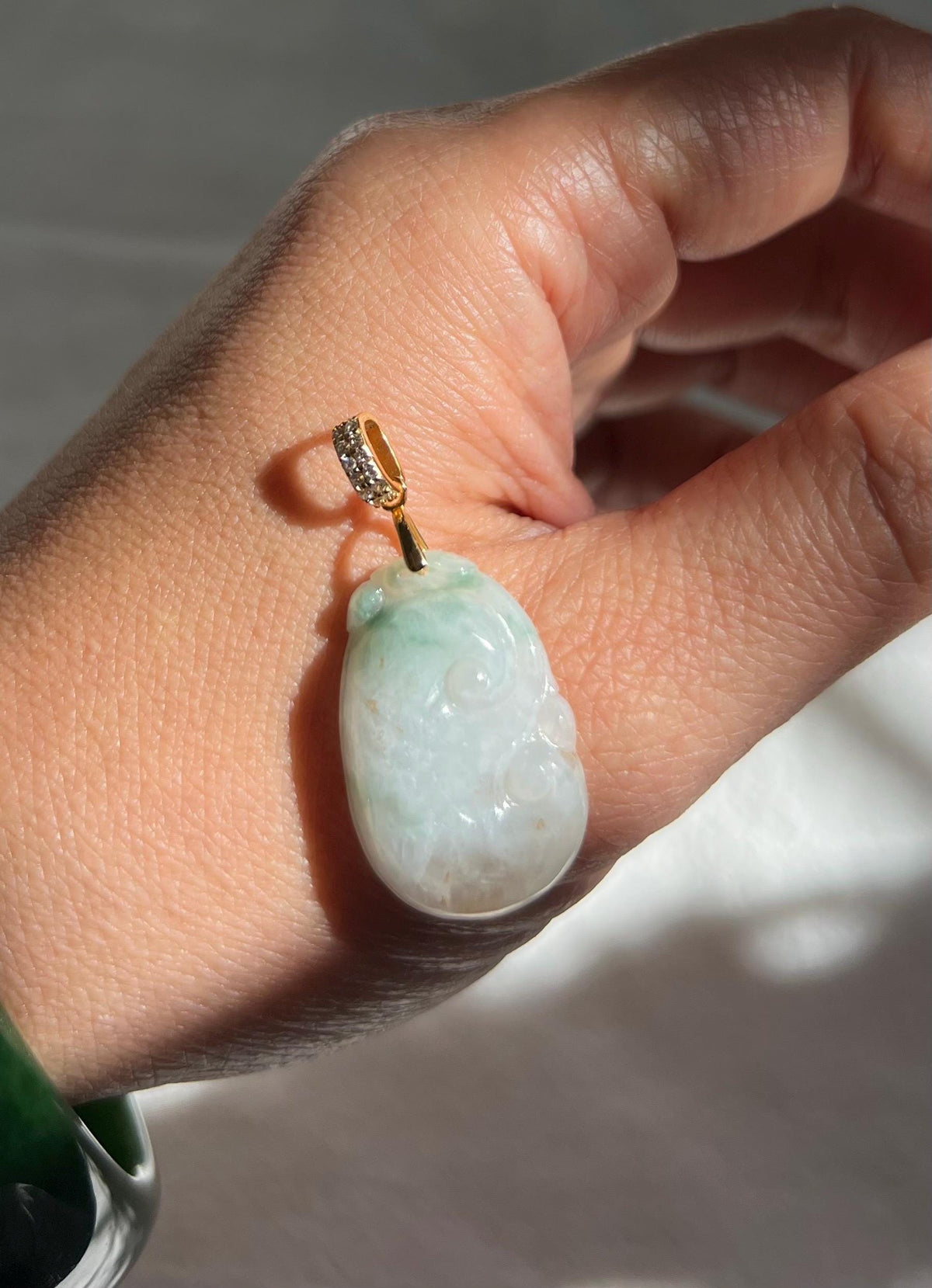 Lavender-Green Jadeite Ruyi Pendant