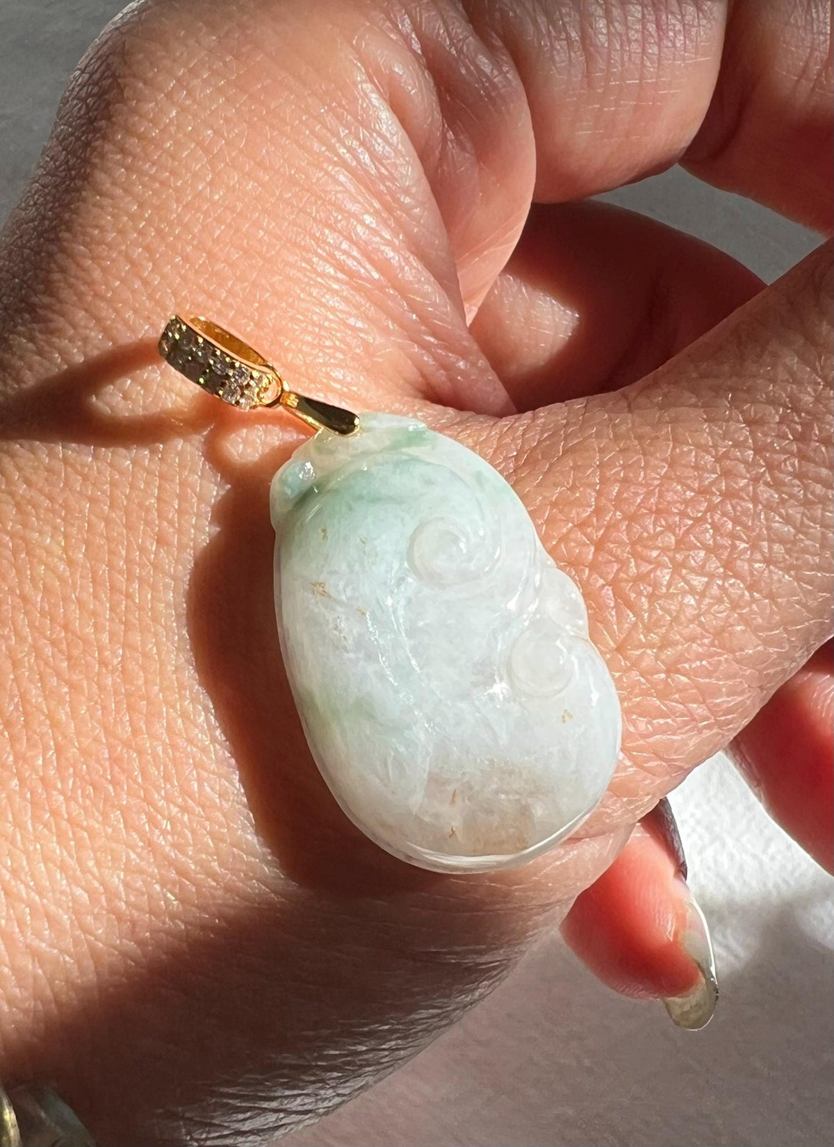 Lavender-Green Jadeite Ruyi Pendant