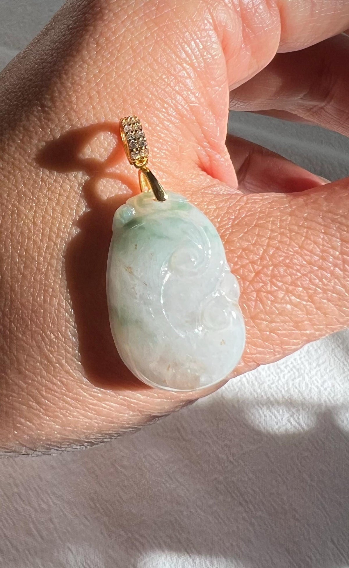 Lavender-Green Jadeite Ruyi Pendant