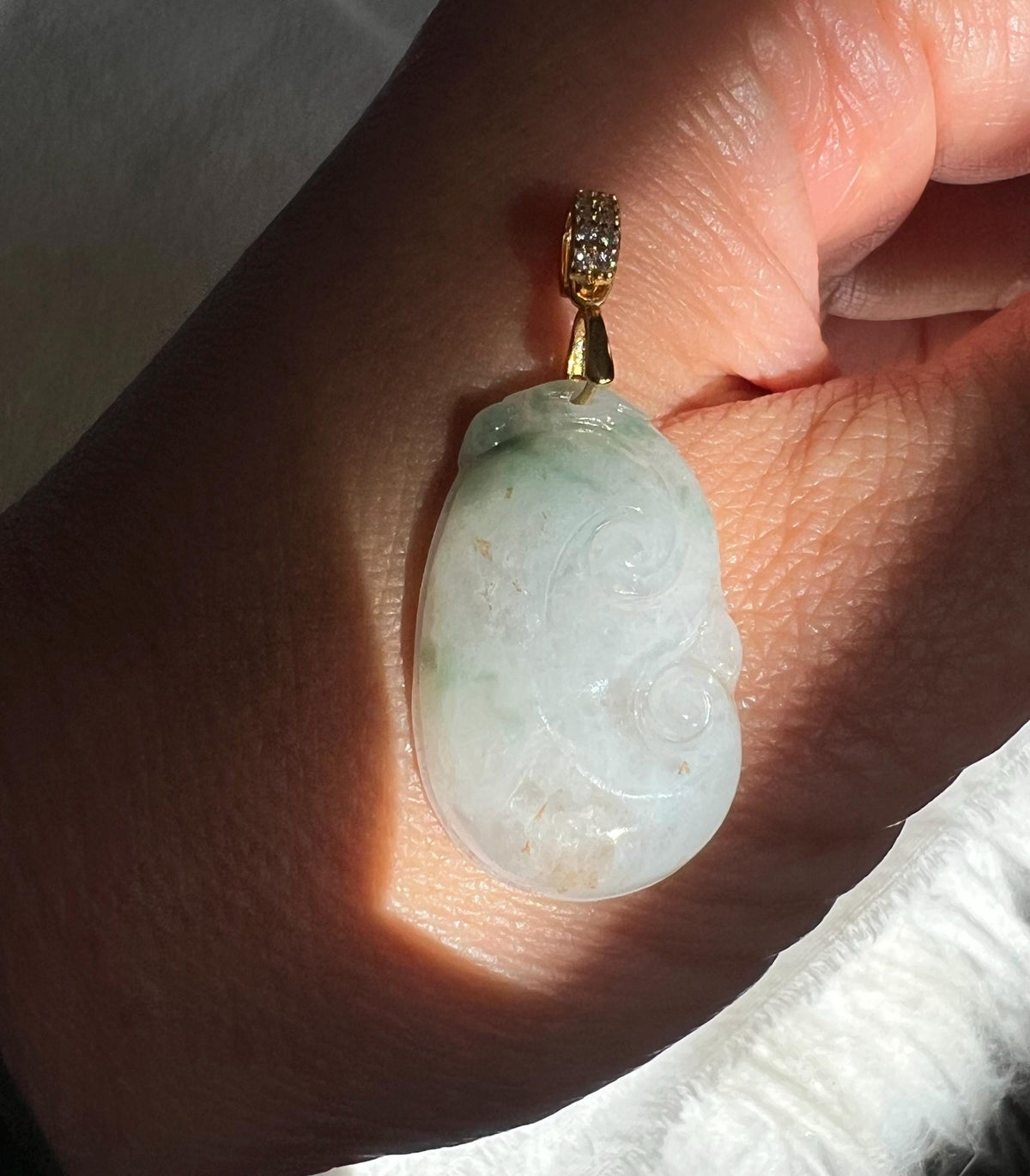 Lavender-Green Jadeite Ruyi Pendant