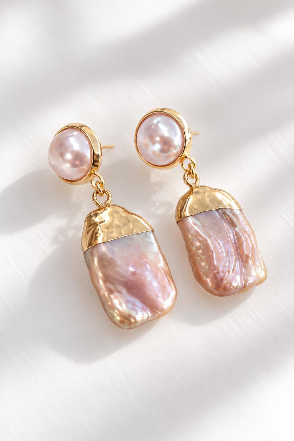 French Style Baroque Big Coin Pearl Earrings
