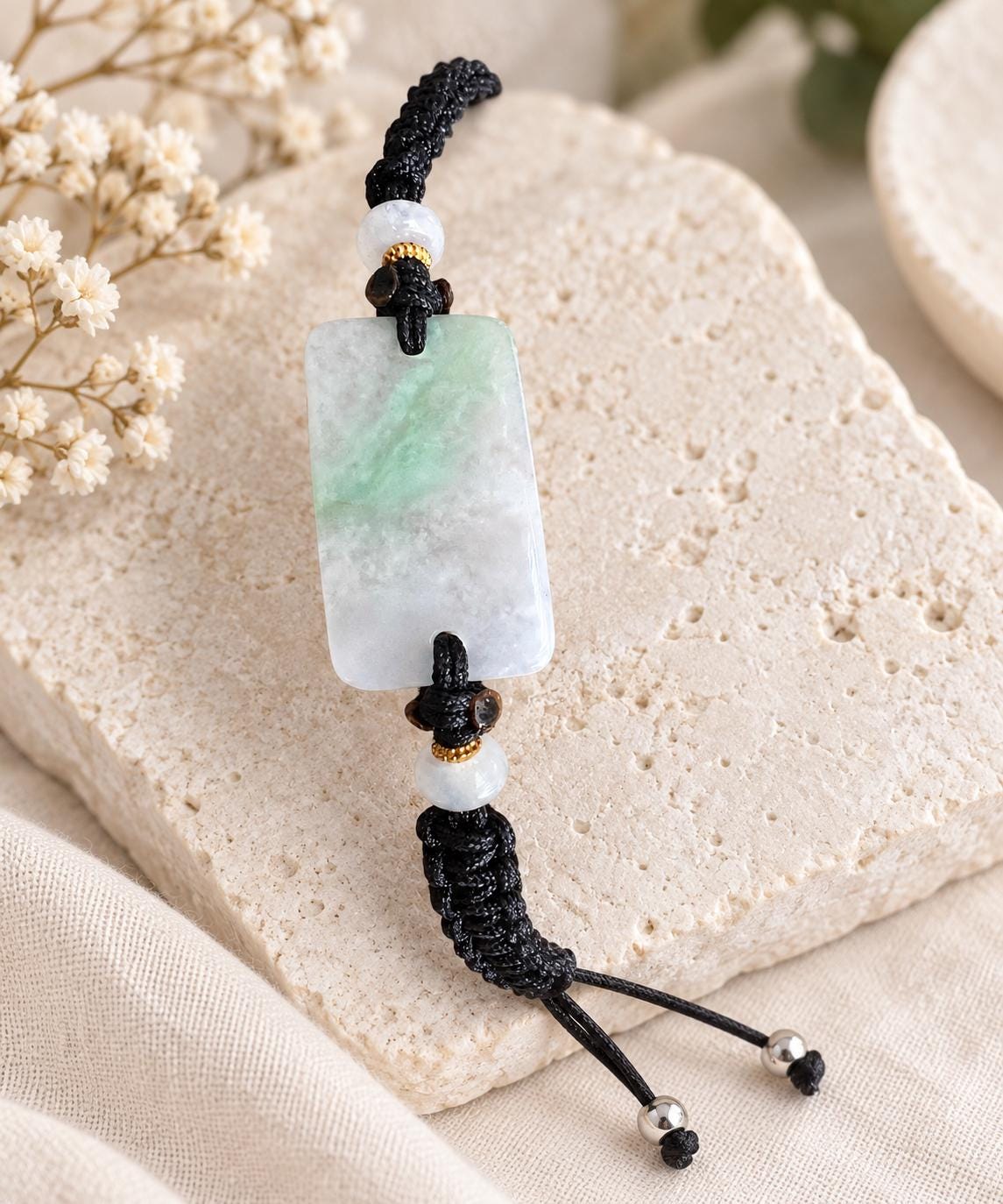 Jadeite Plaque Cord Bracelet