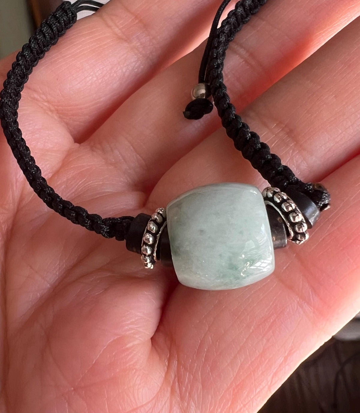 Jadeite Barrel Bead Cord Bracelet