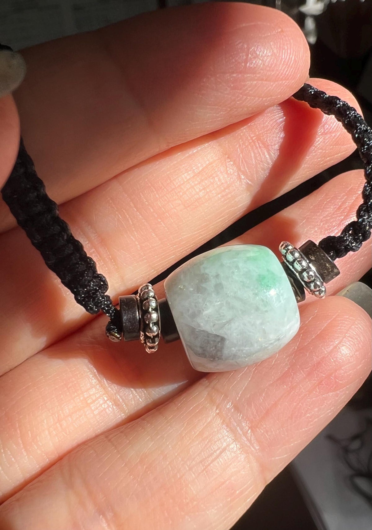 Jadeite Barrel Bead Cord Bracelet