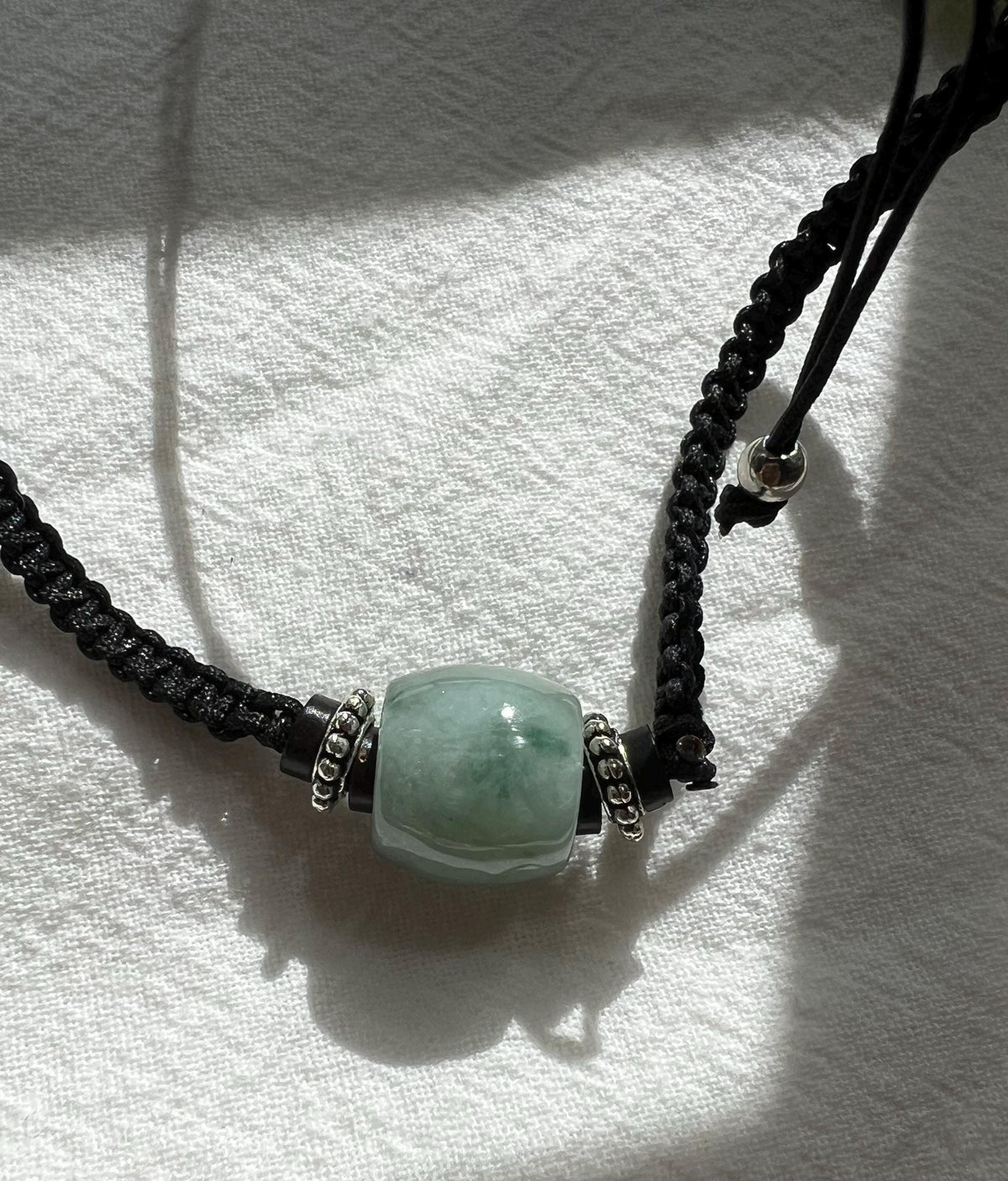 Jadeite Barrel Bead Cord Bracelet