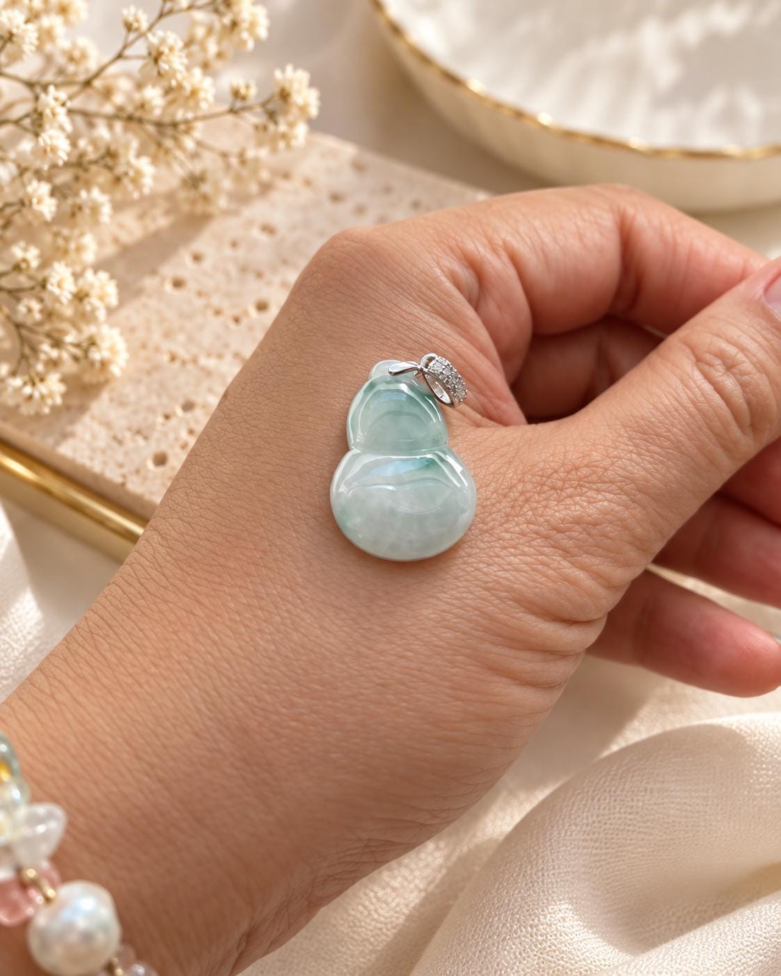 Icy Jadeite Gourd Pendant