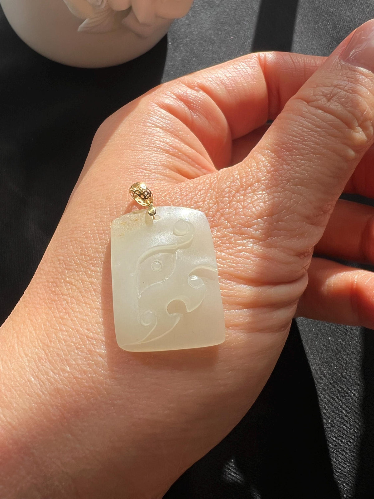 White Nephrite Mythical Beast Pendant