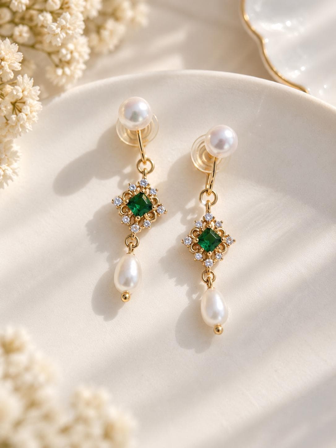Art Deco Freshwater Pearl Two Way Wearing Earrings