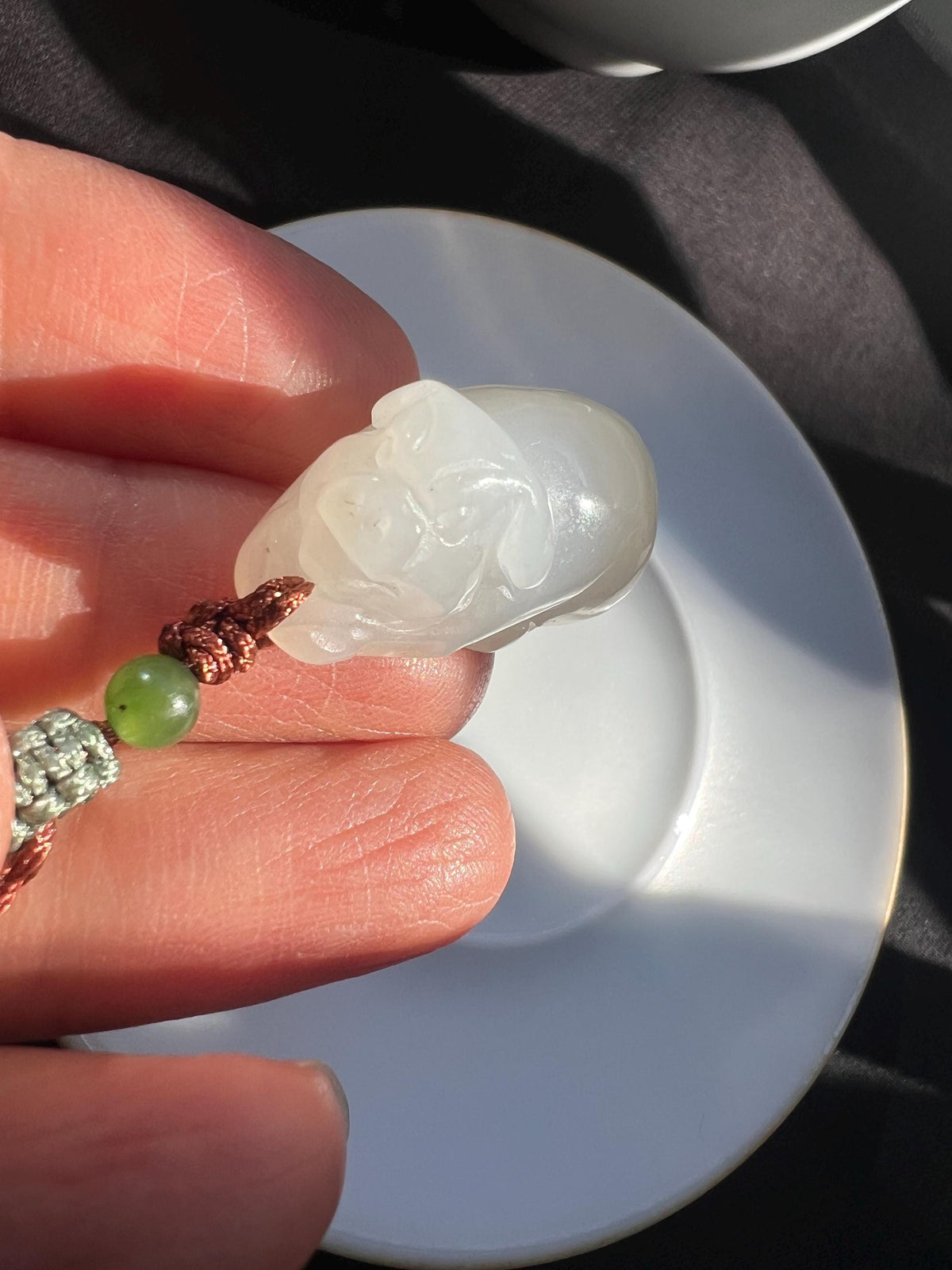 White Nephrite Piglet Pendant