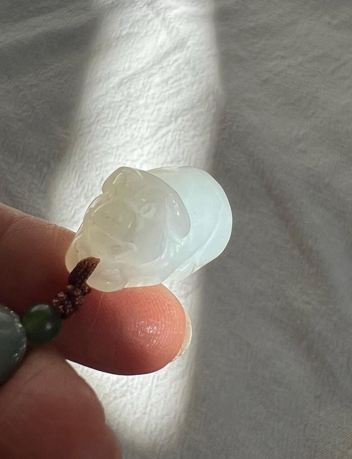 White Nephrite Piglet Pendant