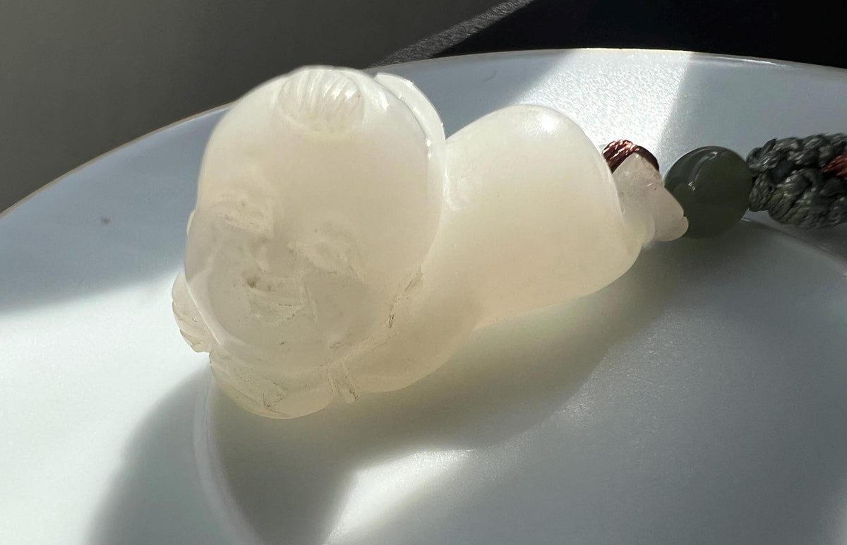 White Nephrite Lucky Child Pendant