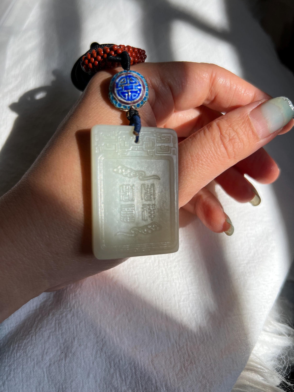 White Nephrite Pig Plaque Pendant