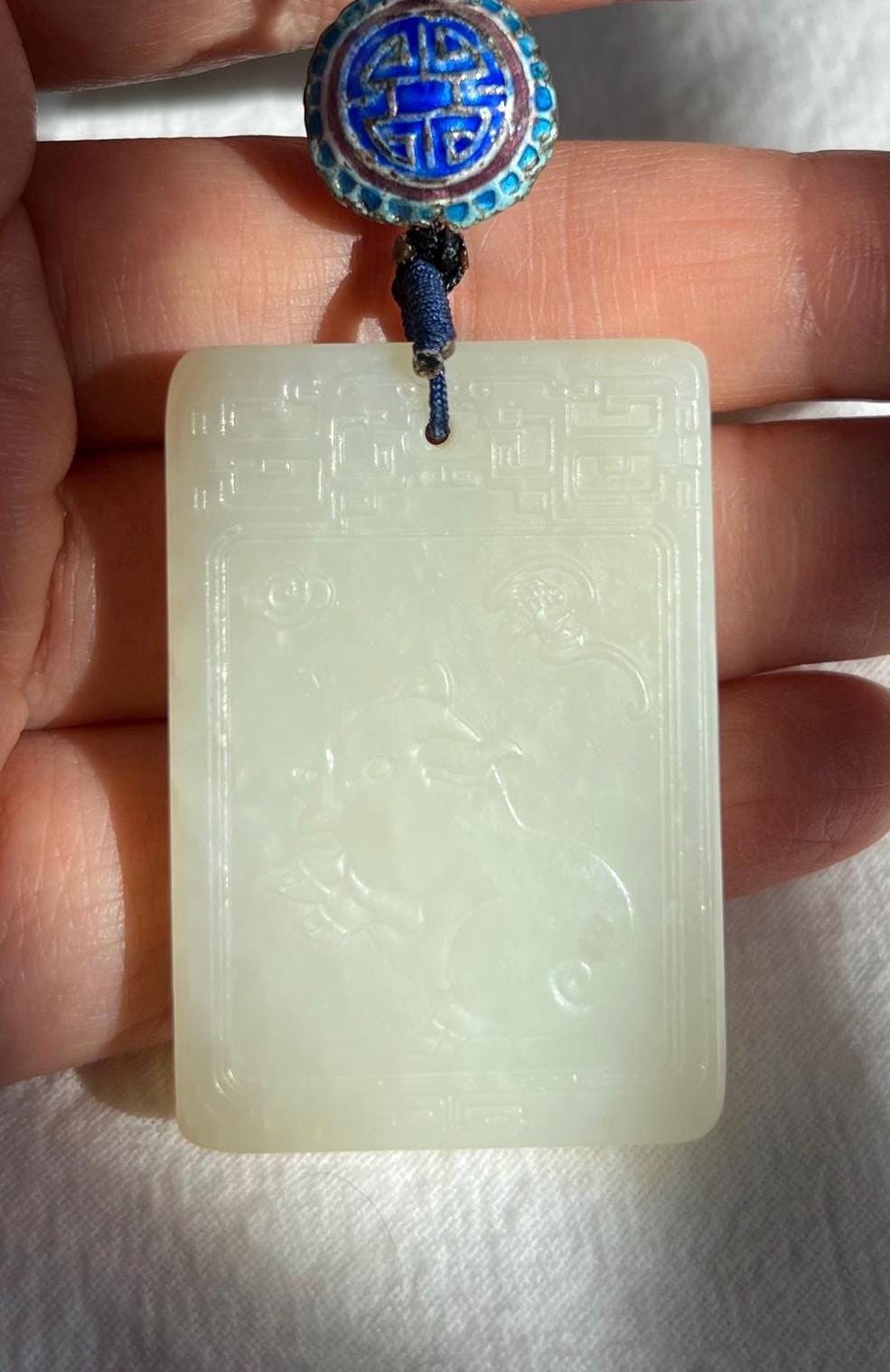 White Nephrite Pig Plaque Pendant