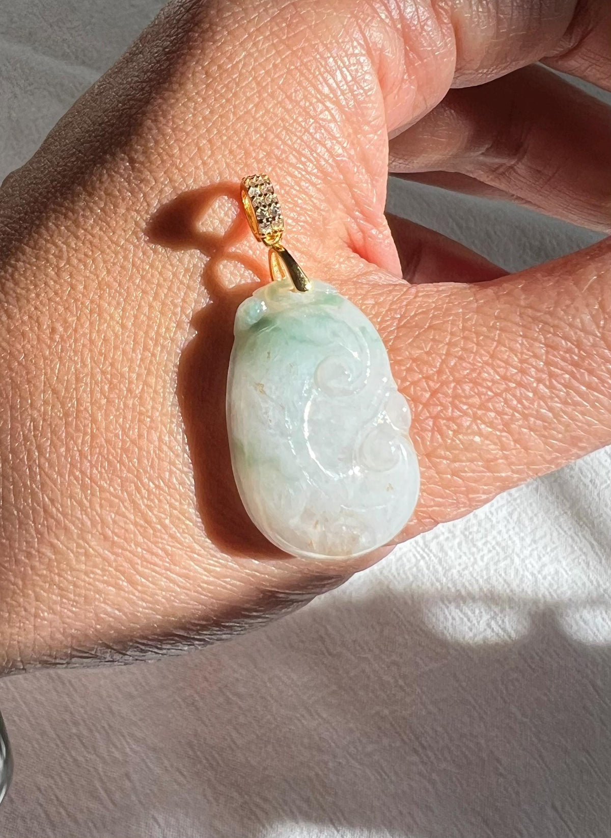 Lavender-Green Jadeite Ruyi Pendant