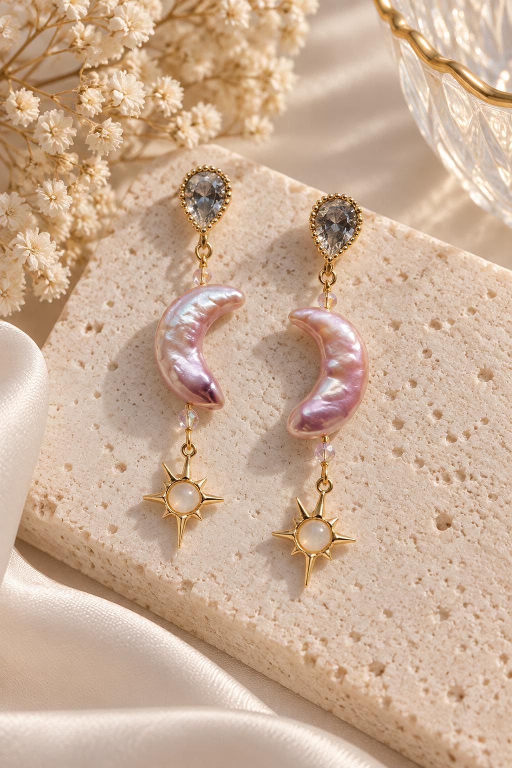 Moon Shaped Baroque Pearl Earrings