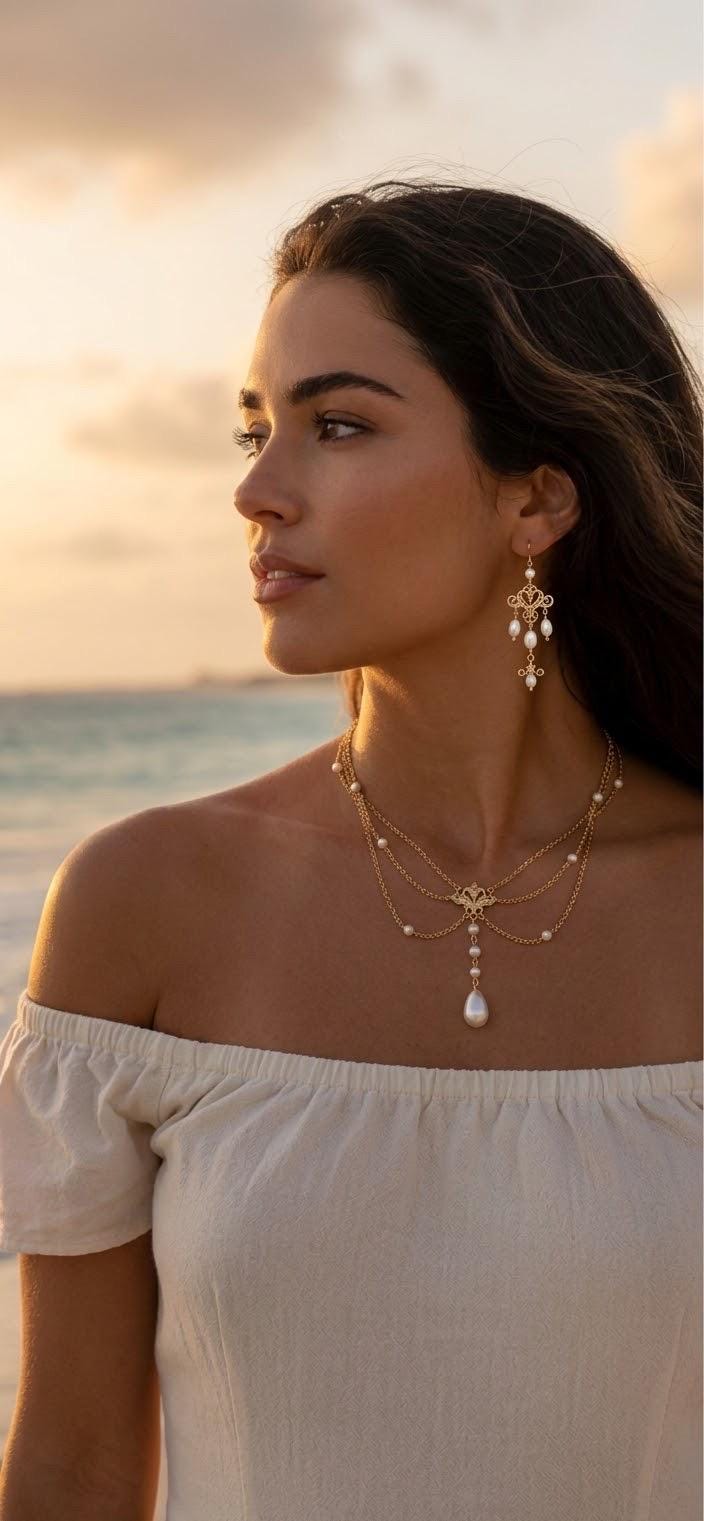 Art Deco Freshwater Pearl Dangle Earrings