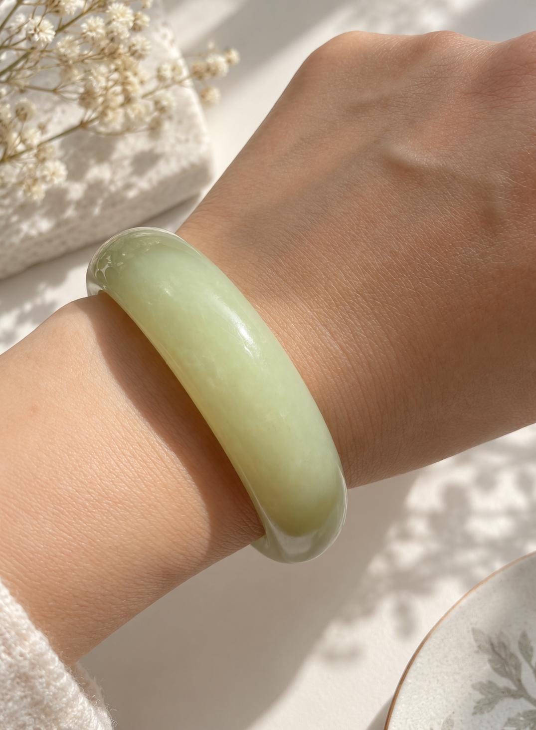 Smooth Yellow Nephrite Bangle, 56 mm