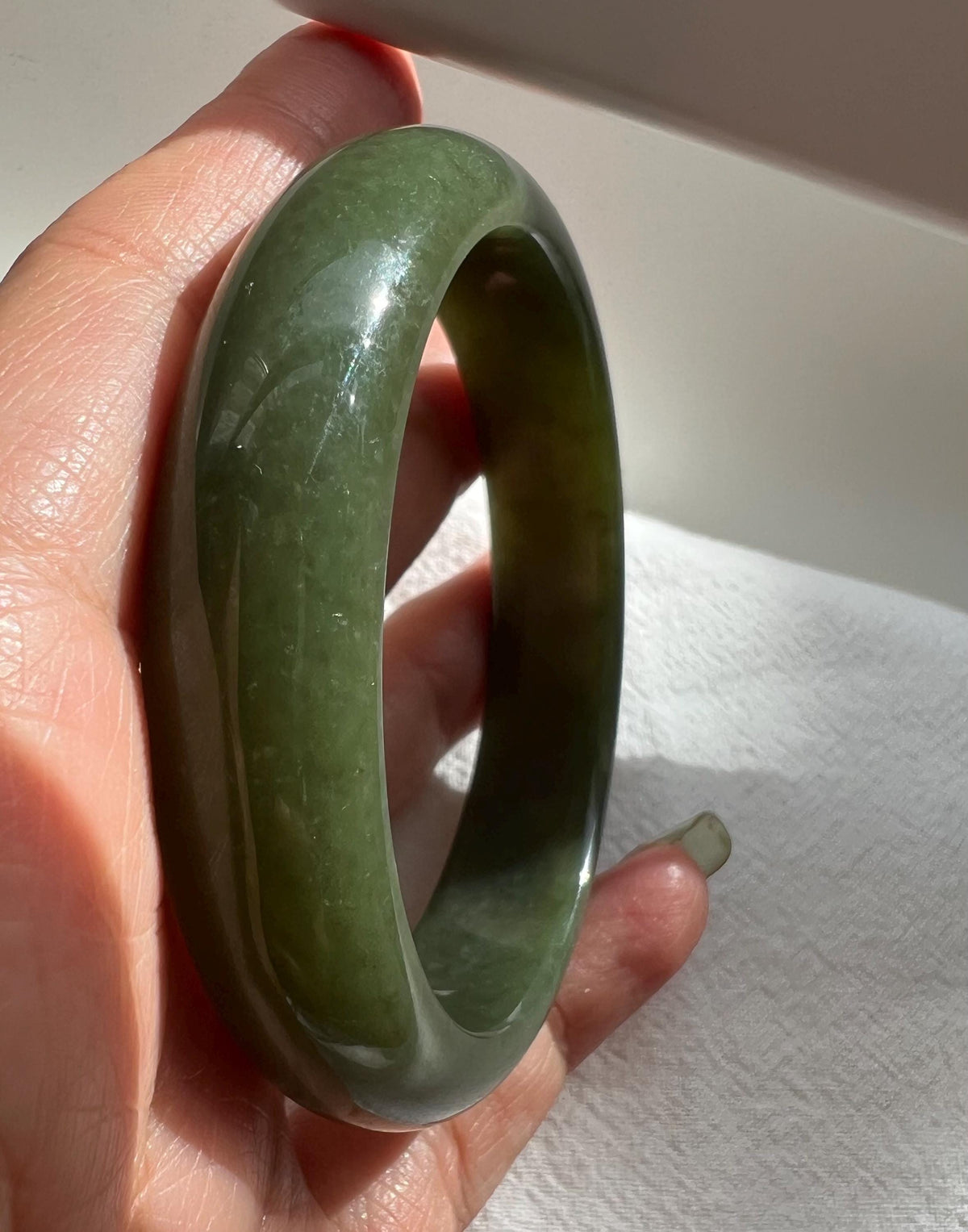 Green Nephrite Bangle, 56 mm