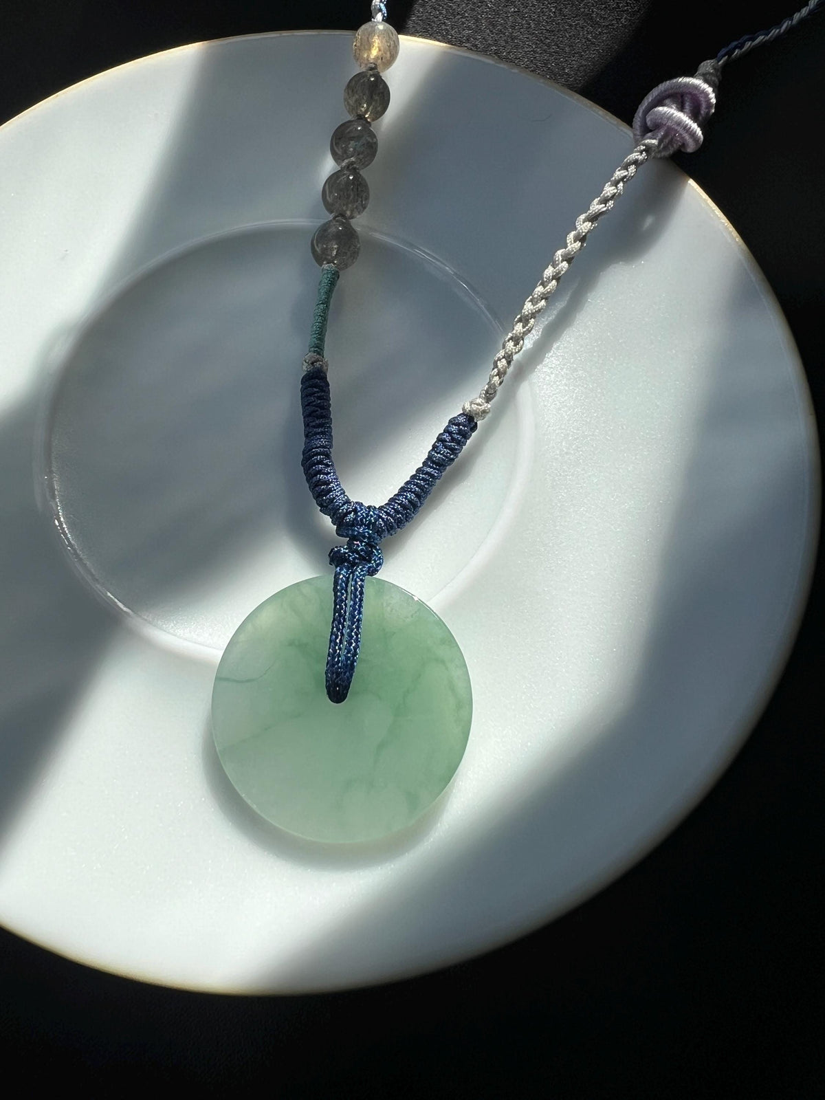 Light Green Jadeite Peace Donut Necklace