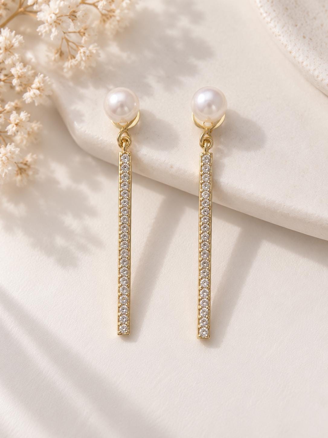 Freshwater Pearl Clip On Two Ways Wearing Stick Earrings