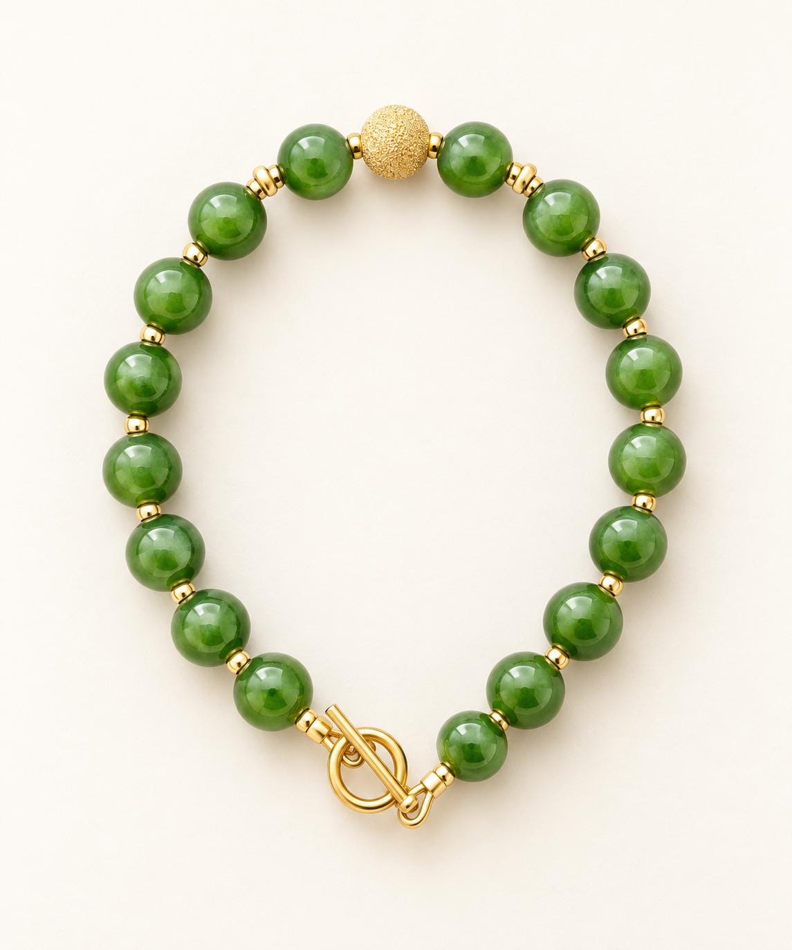 Green Jade Gold-Filled Bead Bracelet
