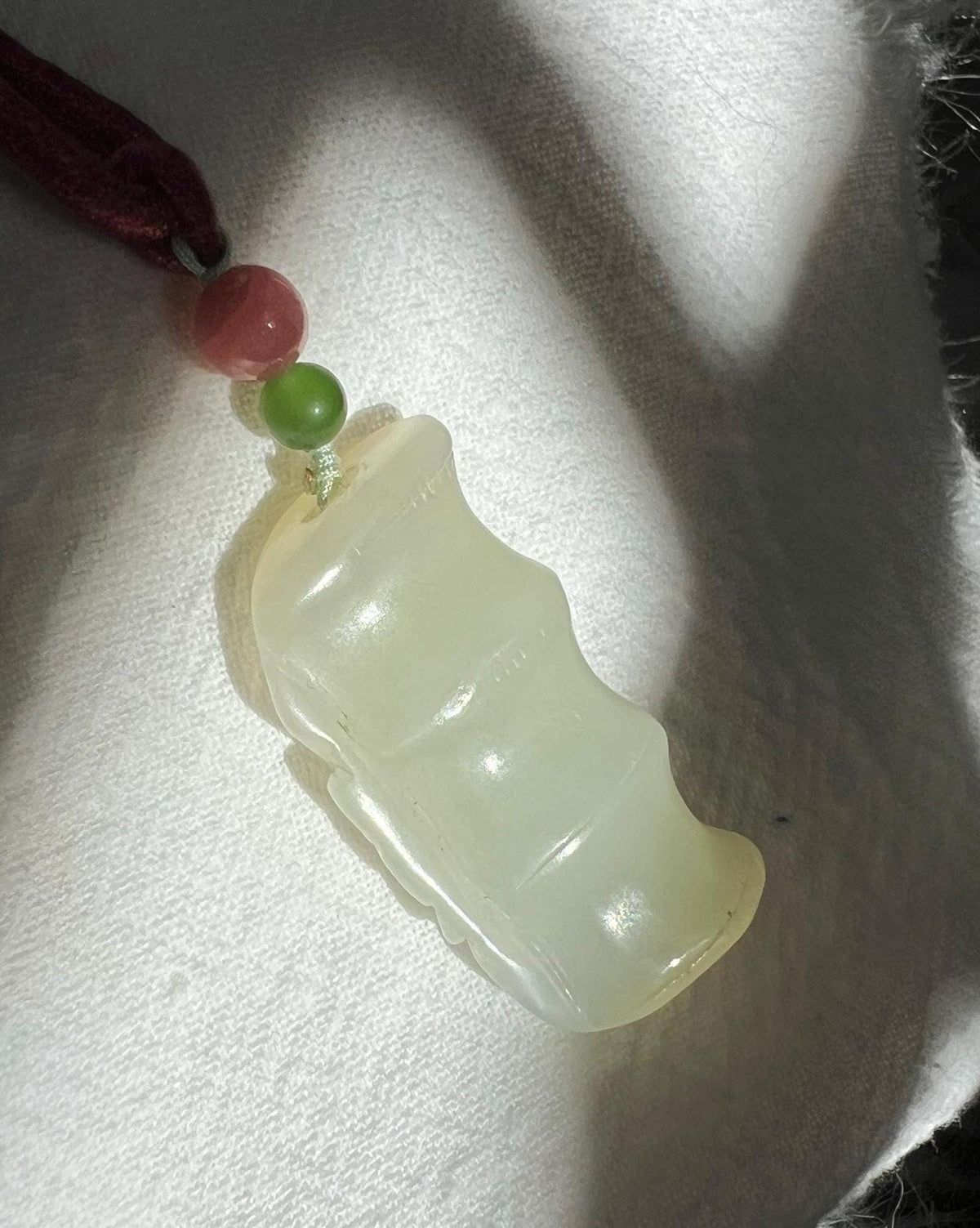 Carved Nephrite Bamboo Necklace