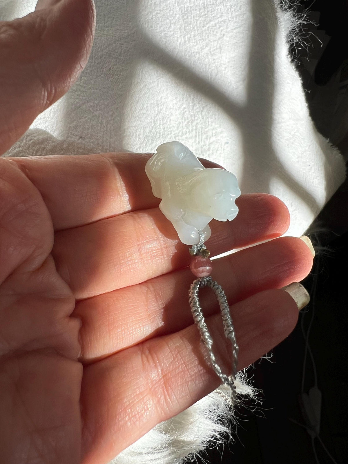 White Nephrite Puppy Pendant