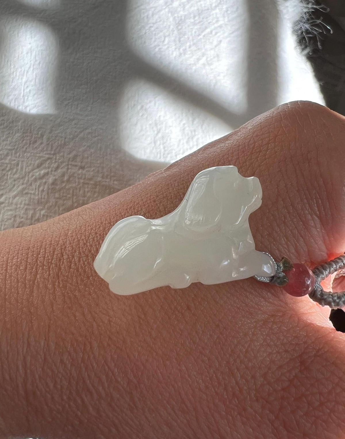 White Nephrite Puppy Pendant