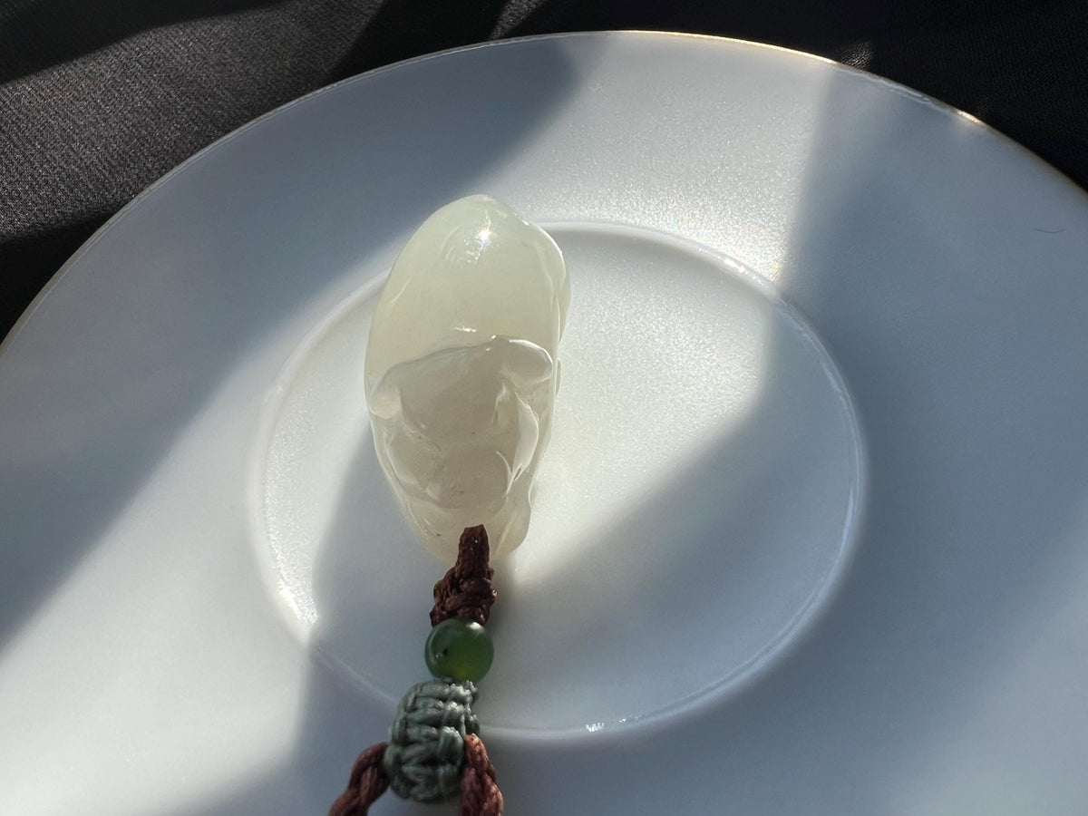 White Nephrite Piglet Pendant