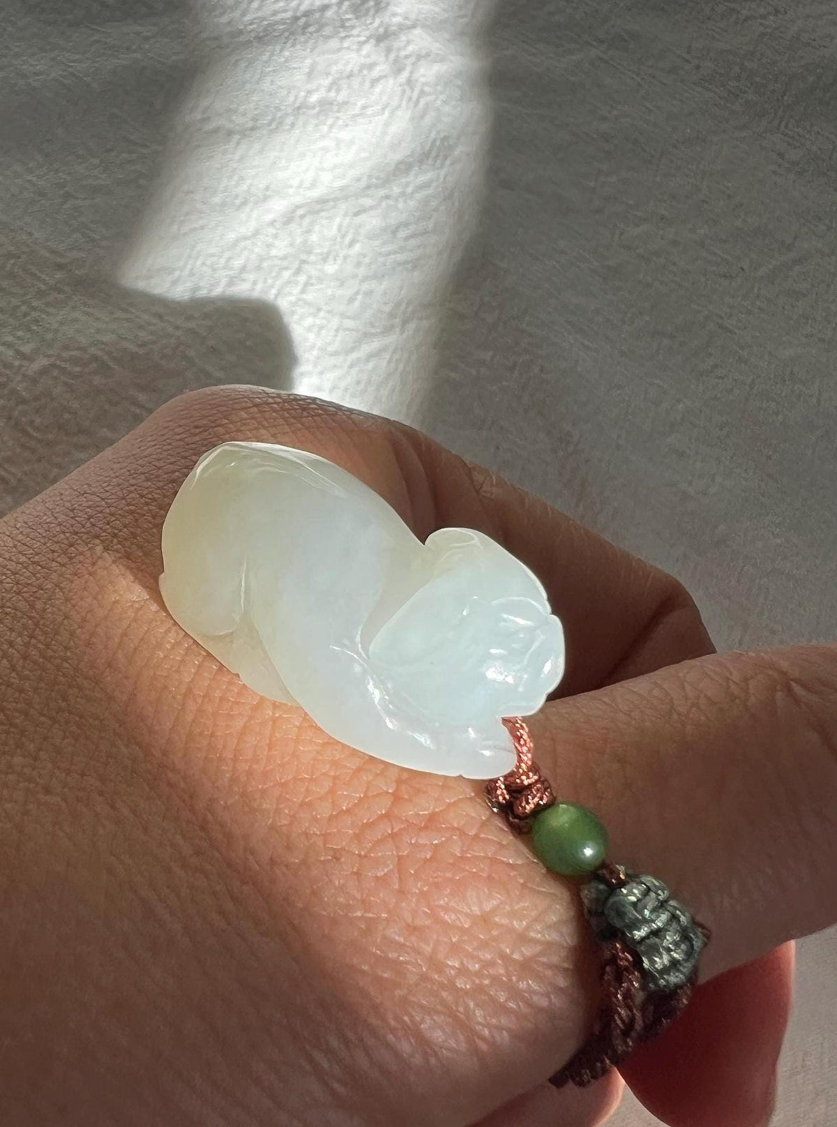 White Nephrite Piglet Pendant
