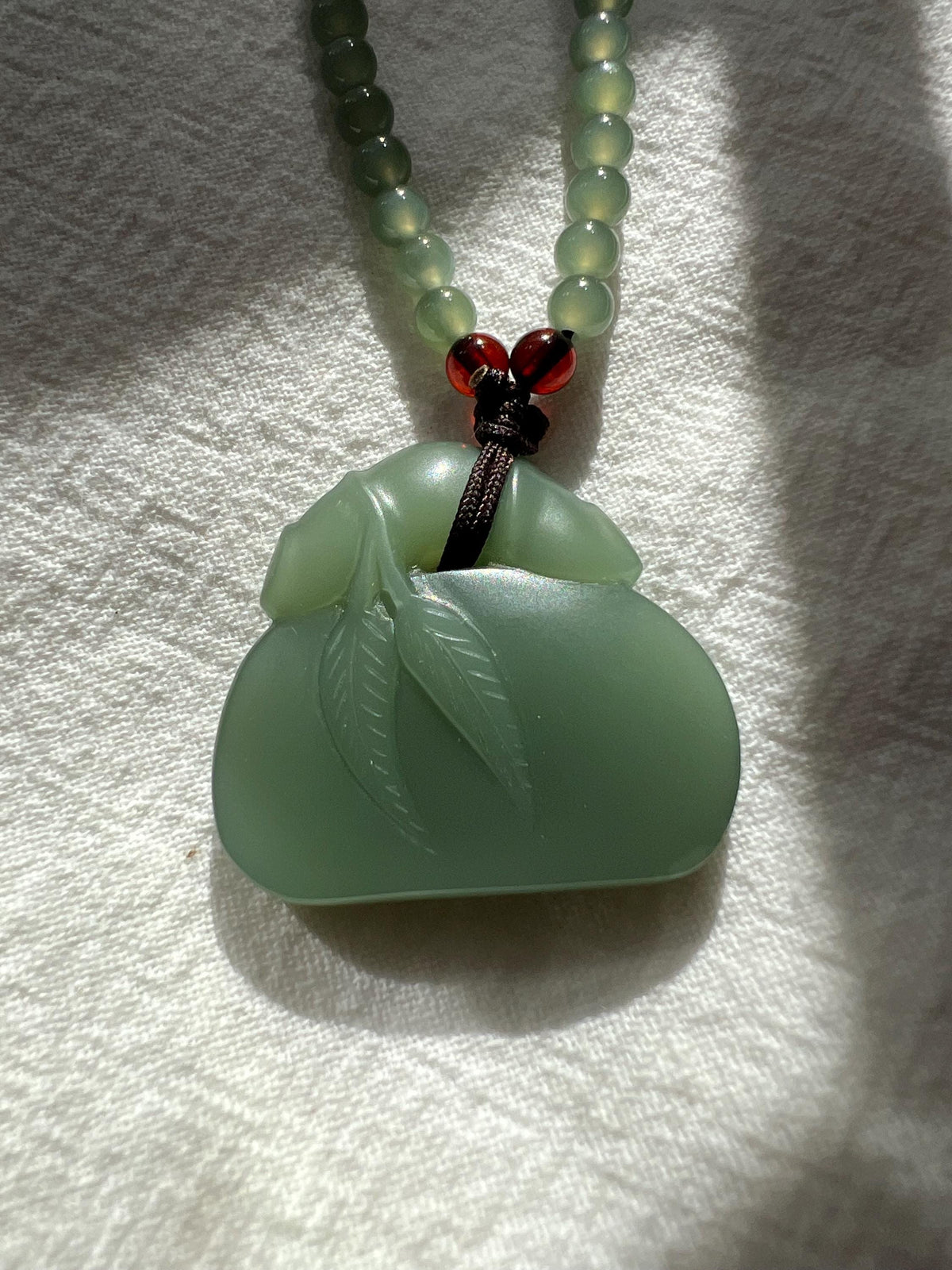 Nephrite Bamboo Necklace with Amber