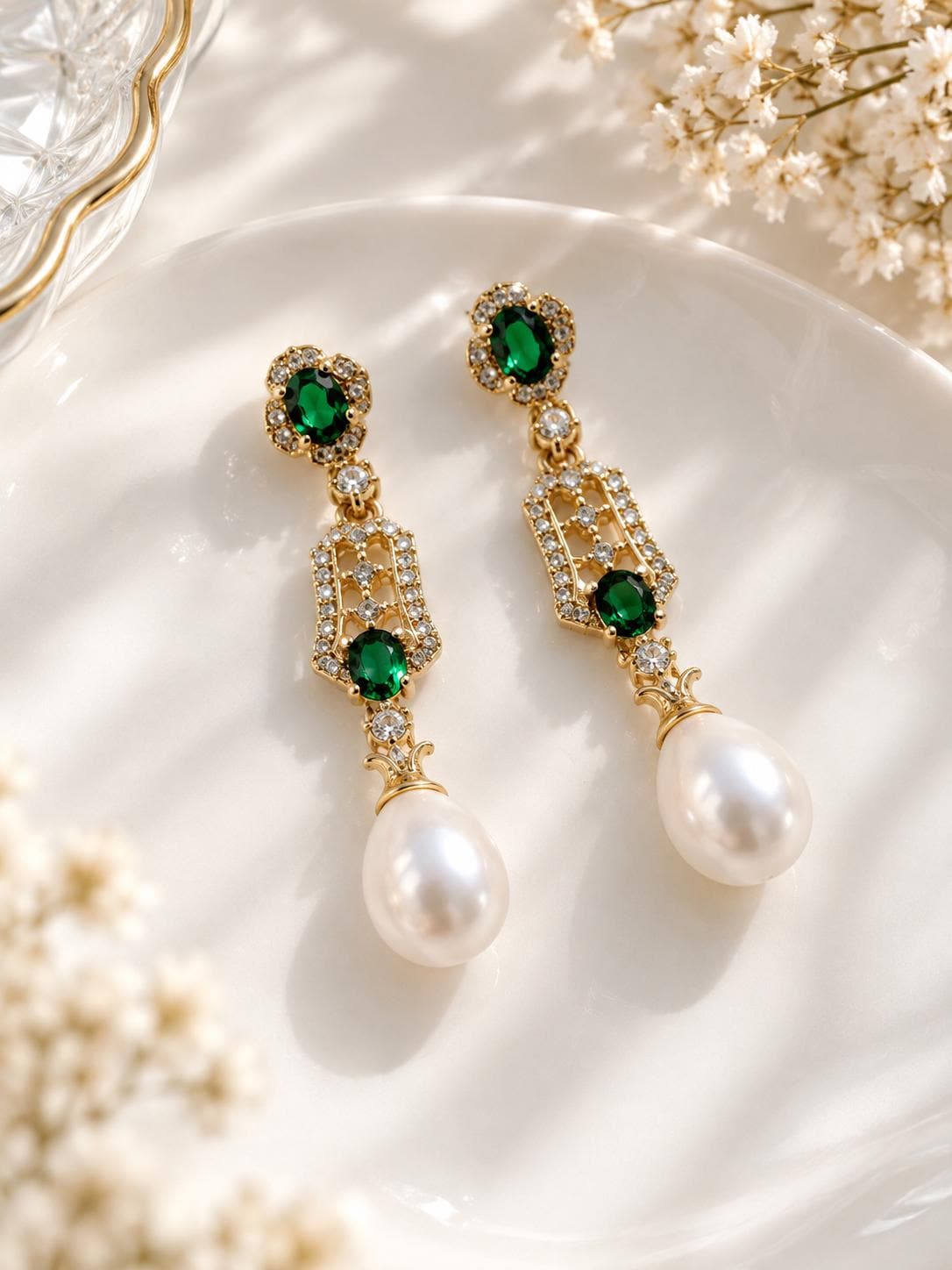 Art Deco Freshwater Pearl Dangle Earrings